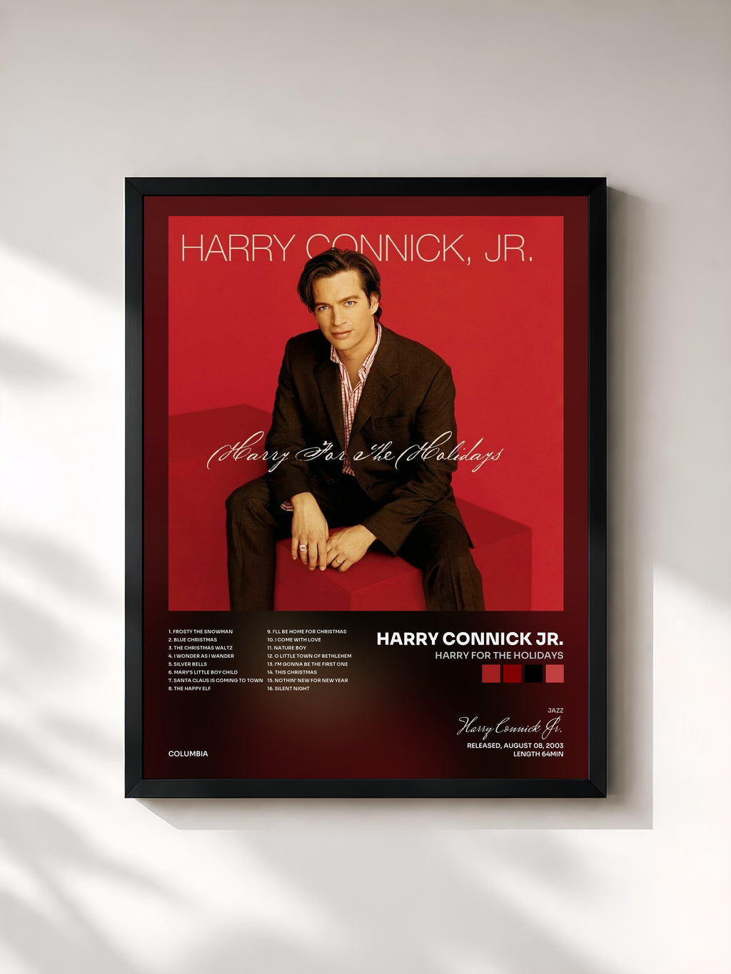 #noir Tableau de l'album Harry For The Holidays de Harry Connick Jr., cadre noir, imprimé et encadré en France