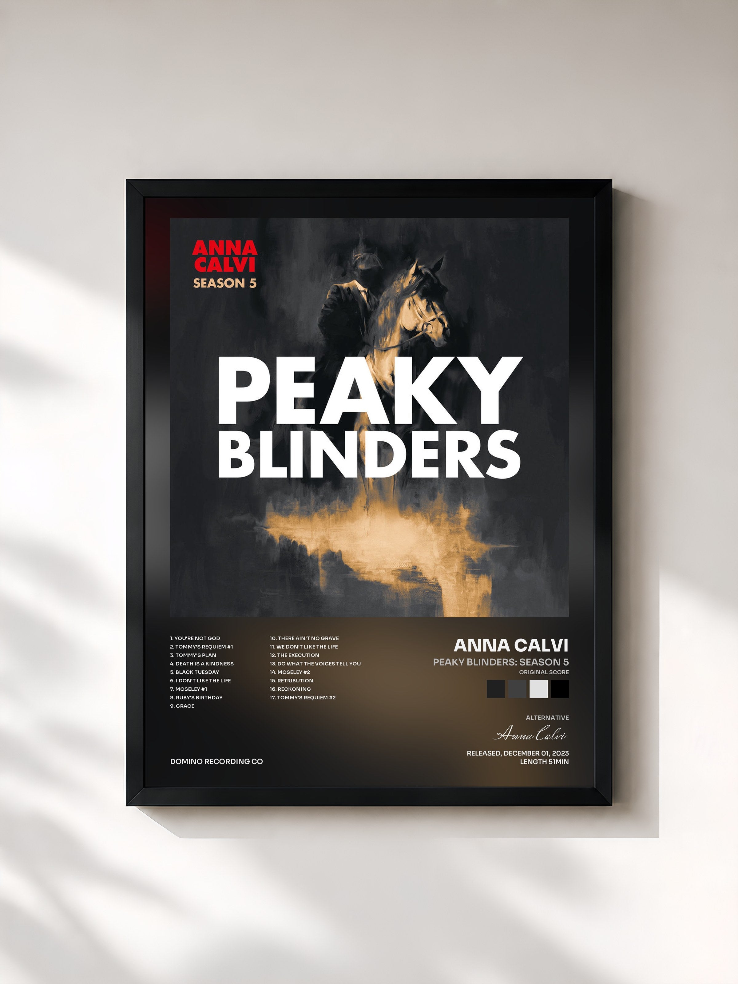 #noir Tableau de l'album Peaky Blinders: Season 5 (Original Score) de Anna Calvi, cadre noir, imprimé et encadré en France