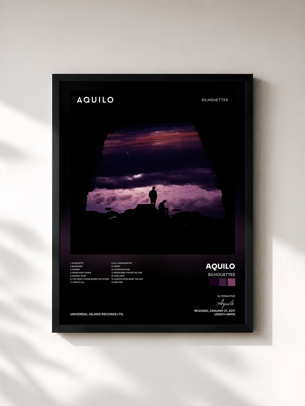 #noir Tableau de l'album Silhouettes de Aquilo, cadre noir, imprimé et encadré en France