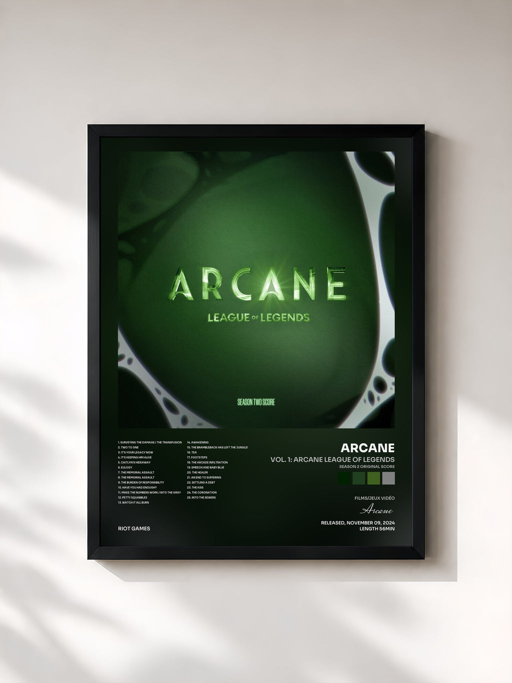 #noir Tableau de l'album Vol. 1: Arcane League of Legends (Season 2 Original Score) de Arcane, cadre noir, imprimé et encadré en France
