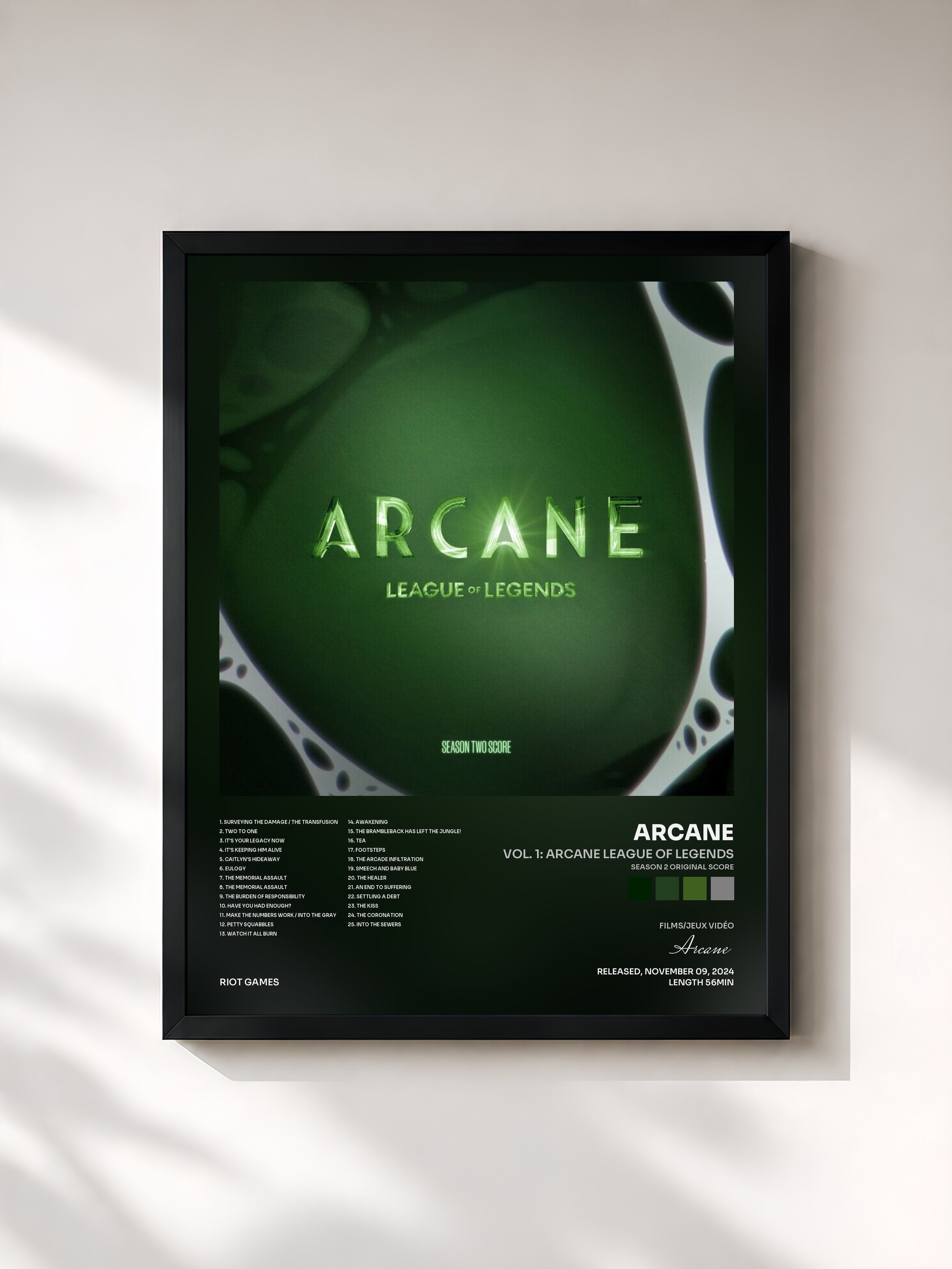 #noir Tableau de l'album Vol. 1: Arcane League of Legends (Season 2 Original Score) de Arcane, cadre noir, imprimé et encadré en France