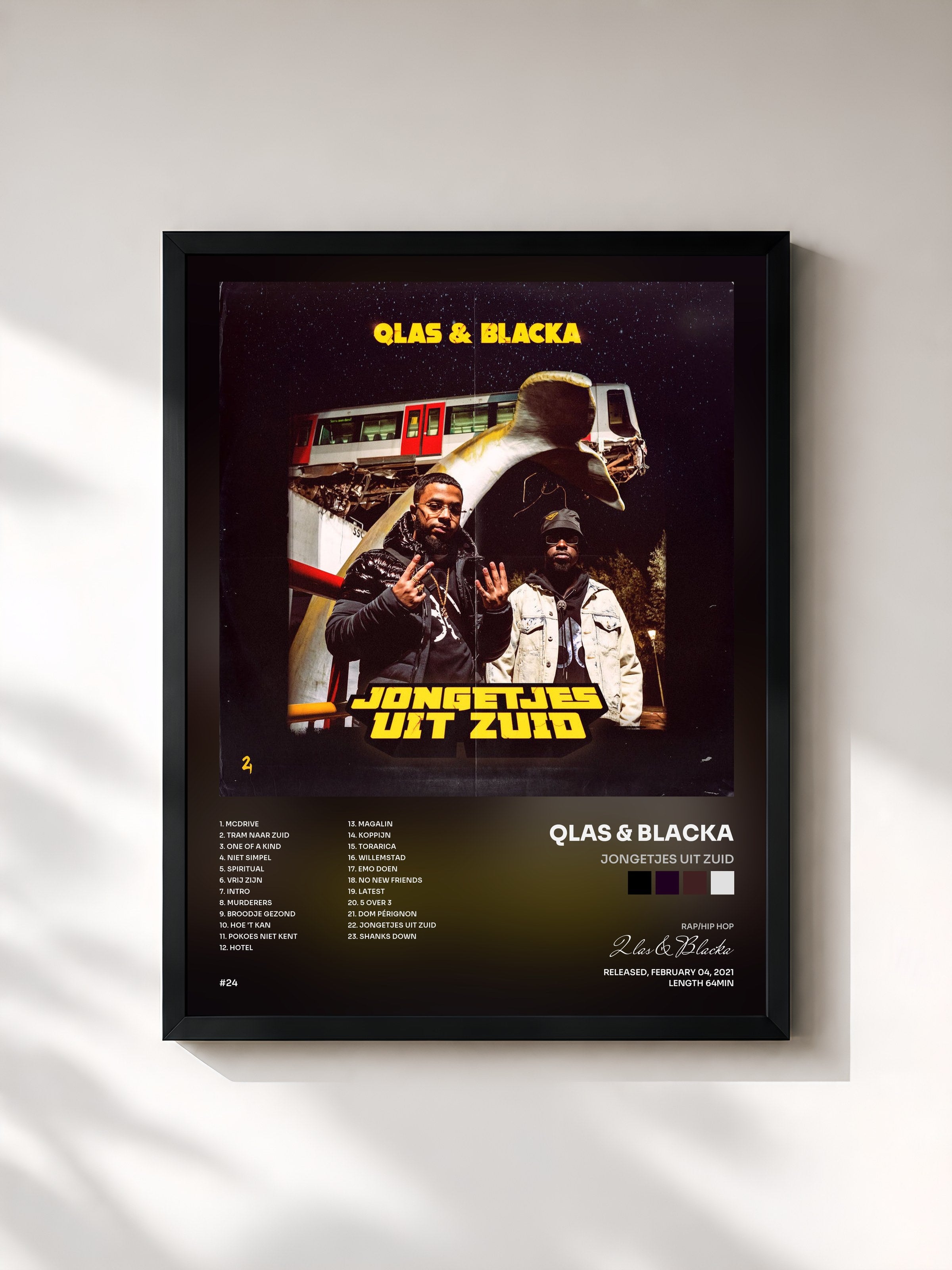 #noir Tableau de l'album Jongetjes Uit Zuid de Qlas & Blacka, cadre noir, imprimé et encadré en France