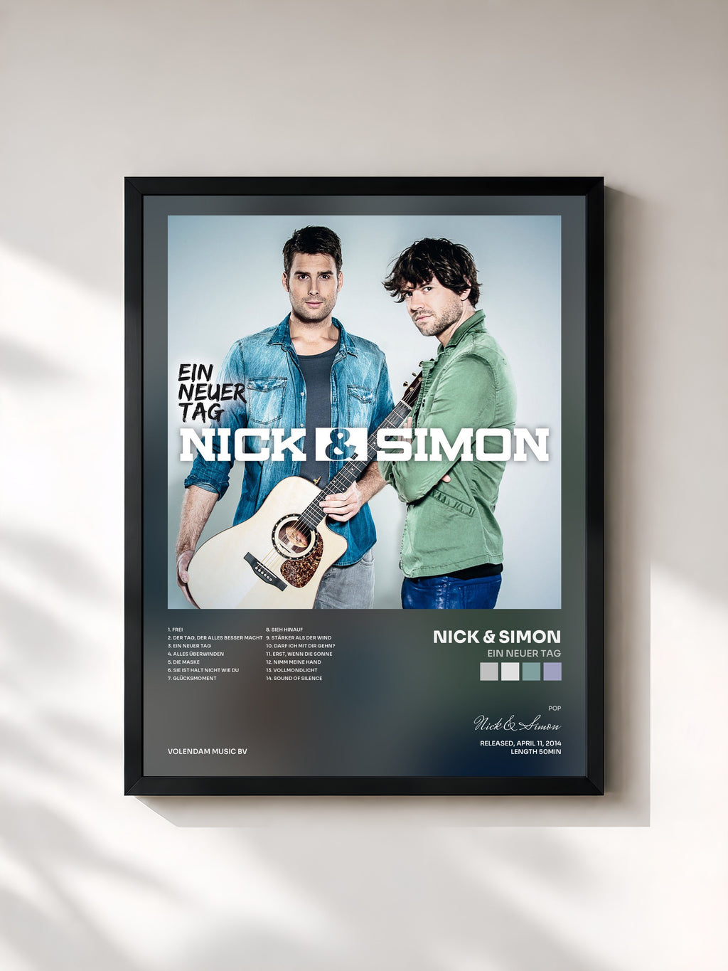 #noir Tableau de l'album Ein Neuer Tag de Nick & Simon, cadre noir, imprimé et encadré en France