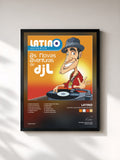 #noir Tableau de l'album Latino: As aventuras do DJ L de Latino, cadre noir, imprimé et encadré en France