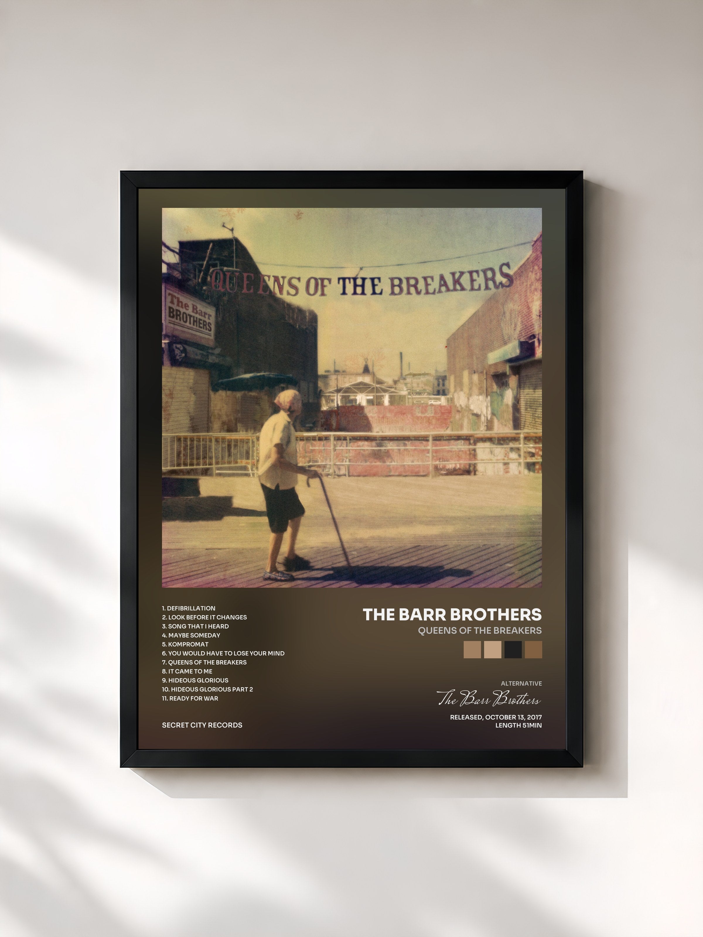 #noir Tableau de l'album Queens of the Breakers de The Barr Brothers, cadre noir, imprimé et encadré en France
