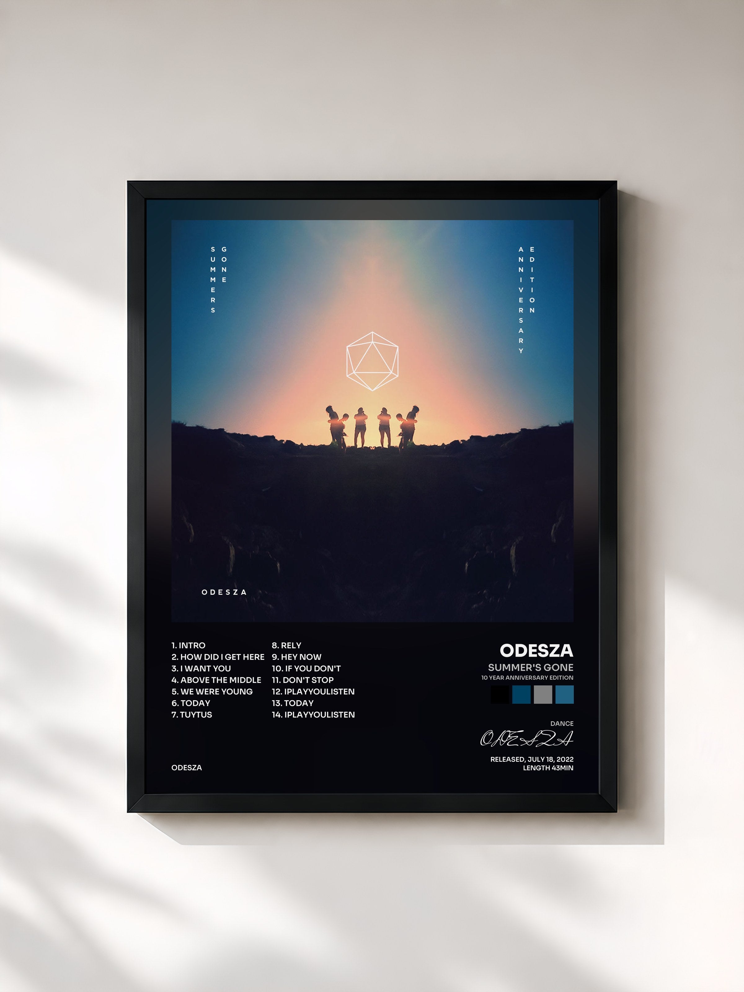 #noir Tableau de l'album Summer's Gone (10 Year Anniversary Edition) de ODESZA, cadre noir, imprimé et encadré en France