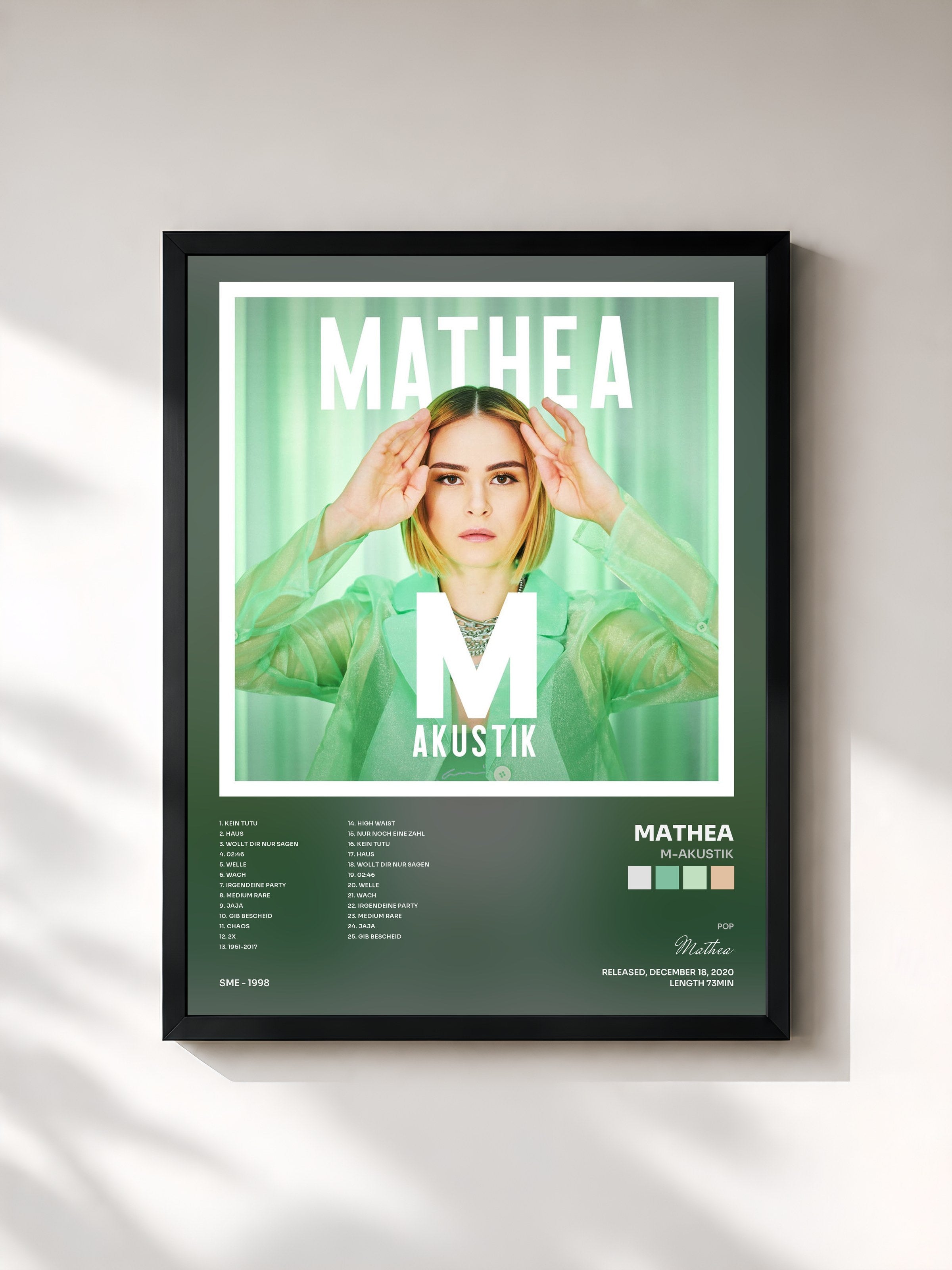 #noir Tableau de l'album M-Akustik de Mathea, cadre noir, imprimé et encadré en France