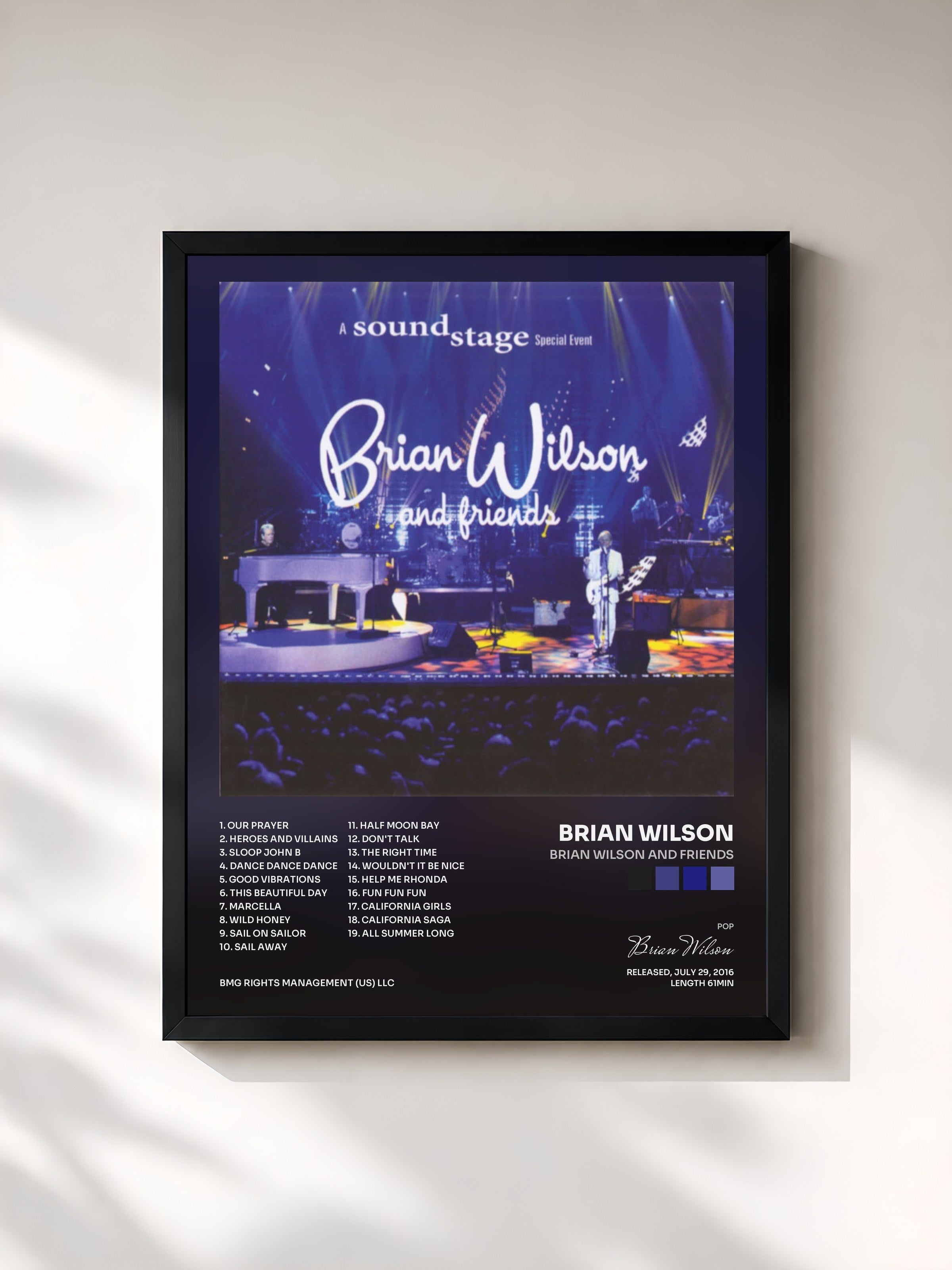#noir Tableau de l'album Brian Wilson and Friends de Brian Wilson, cadre noir, imprimé et encadré en France