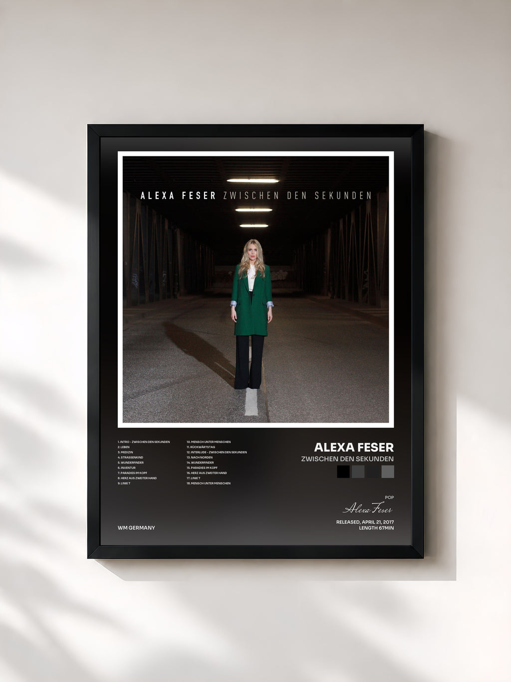 #noir Tableau de l'album Zwischen den Sekunden de Alexa Feser, cadre noir, imprimé et encadré en France