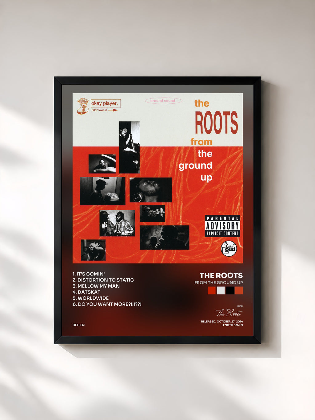 #noir Tableau de l'album From The Ground Up de The Roots, cadre noir, imprimé et encadré en France