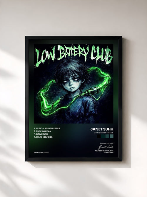 Janet Suhh · LOW BATTERY CLUB — Affiche encadrée