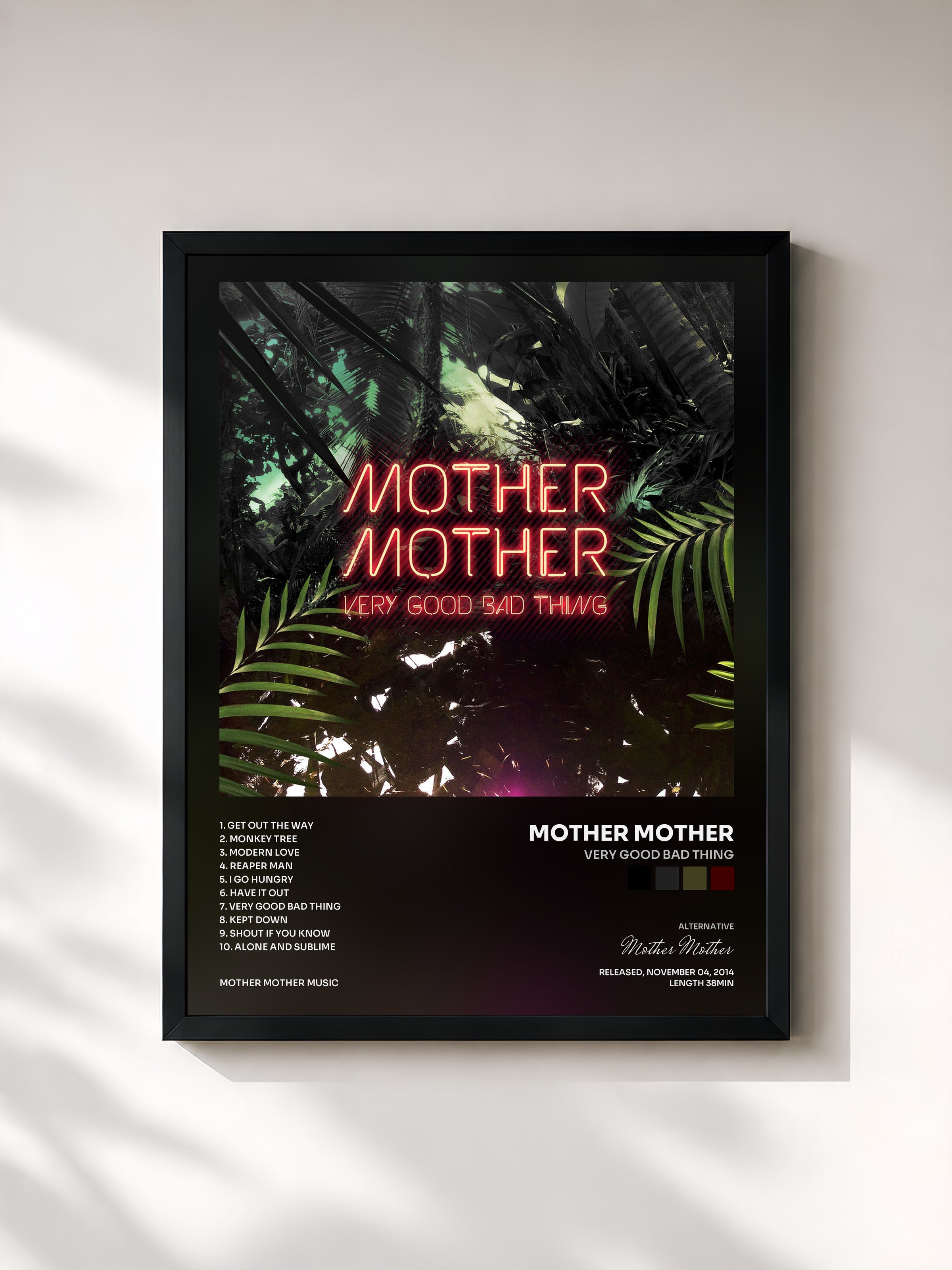 #noir Tableau de l'album Very Good Bad Thing de Mother Mother, cadre noir, imprimé et encadré en France