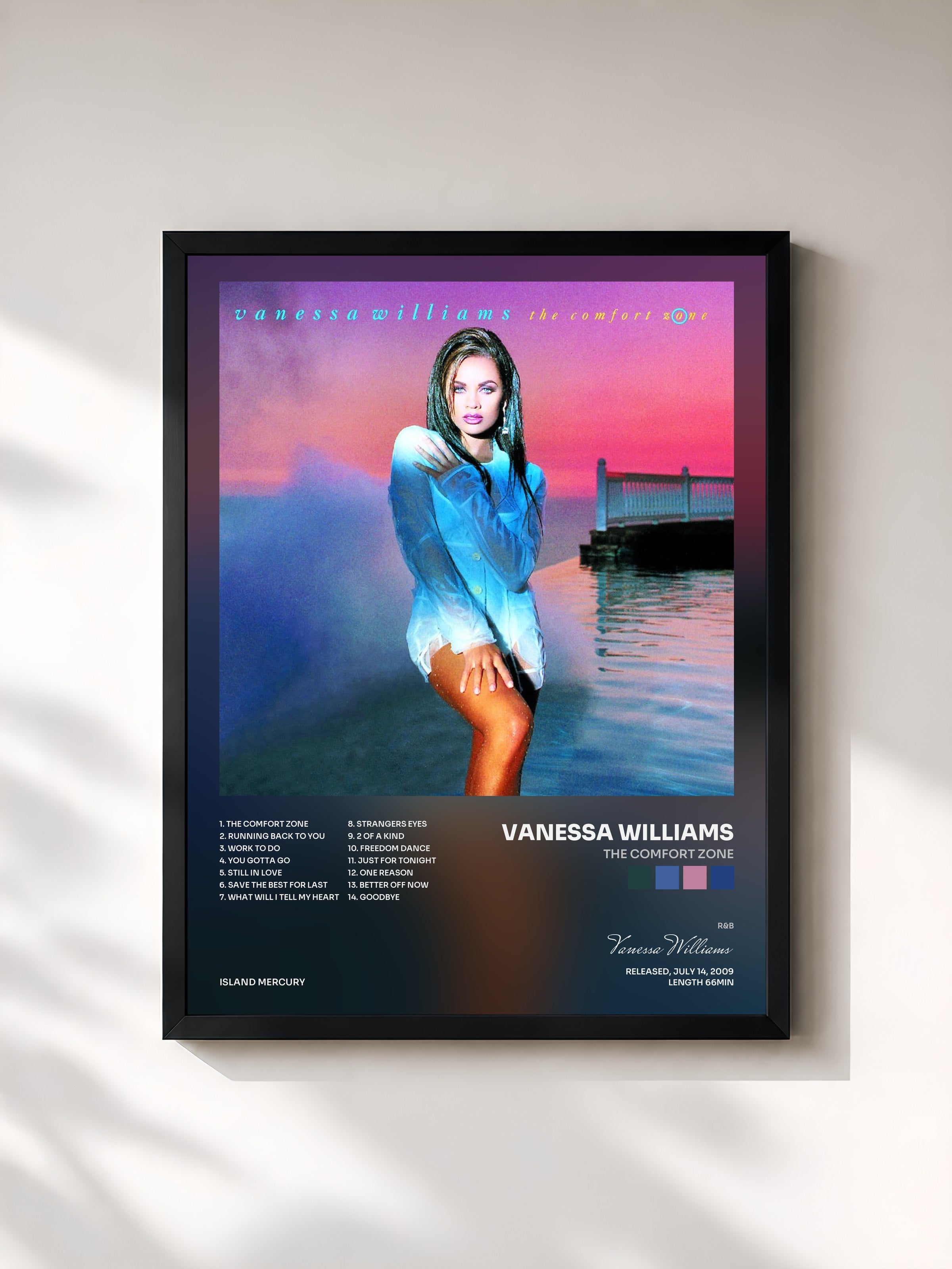 #noir Tableau de l'album The Comfort Zone de Vanessa Williams, cadre noir, imprimé et encadré en France