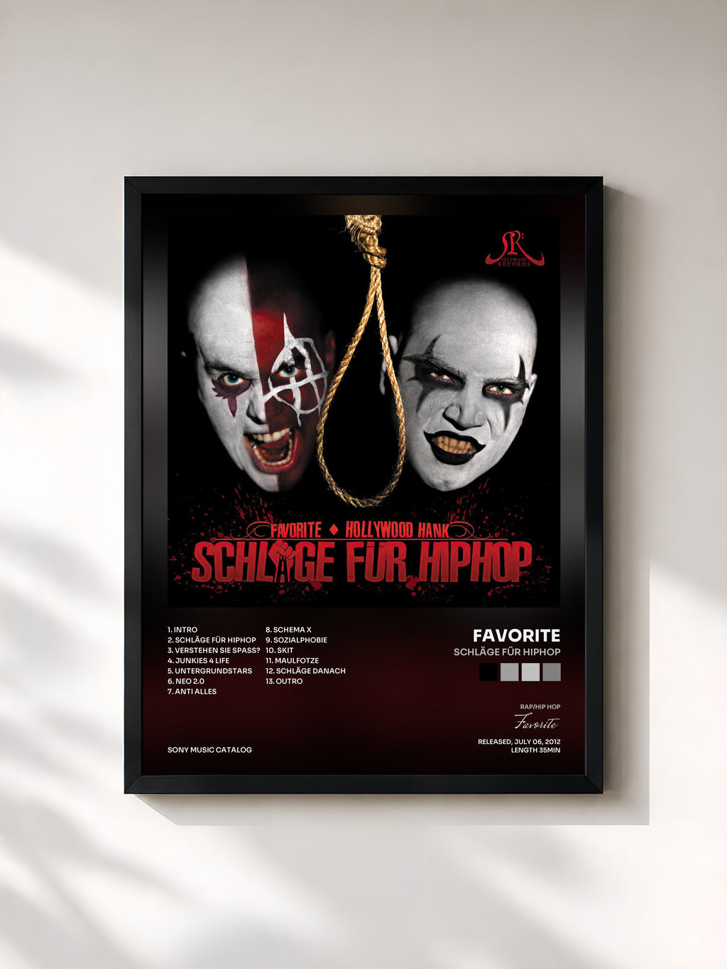 #noir Tableau de l'album Schläge für HipHop de Favorite, cadre noir, imprimé et encadré en France