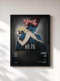 #noir Tableau de l'album He Is de Ghost, cadre noir, imprimé et encadré en France