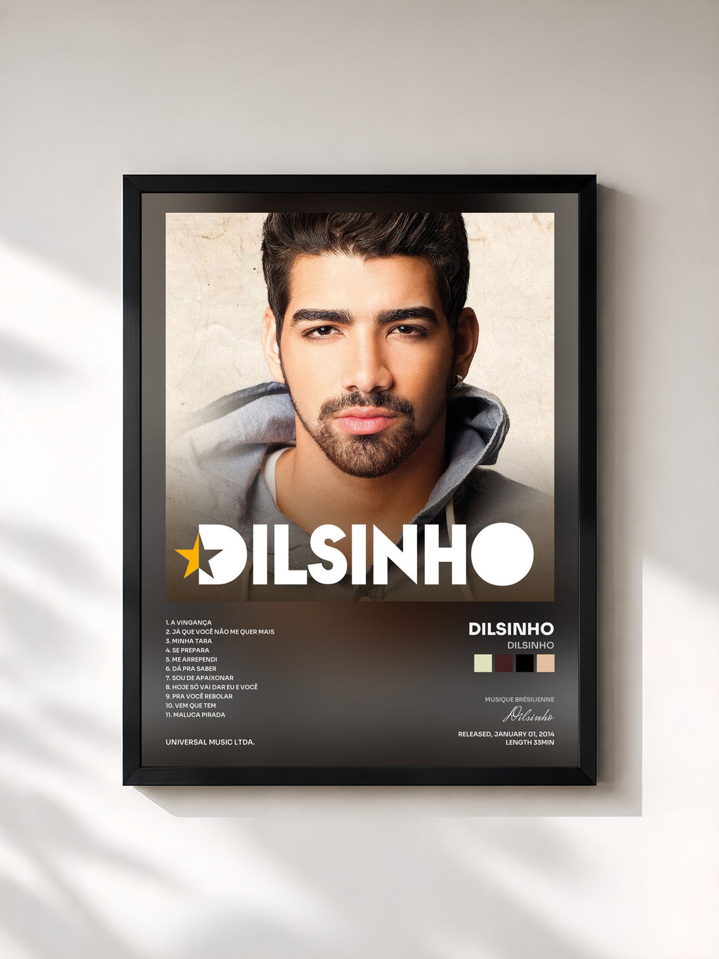 #noir Tableau de l'album Dilsinho de Dilsinho, cadre noir, imprimé et encadré en France