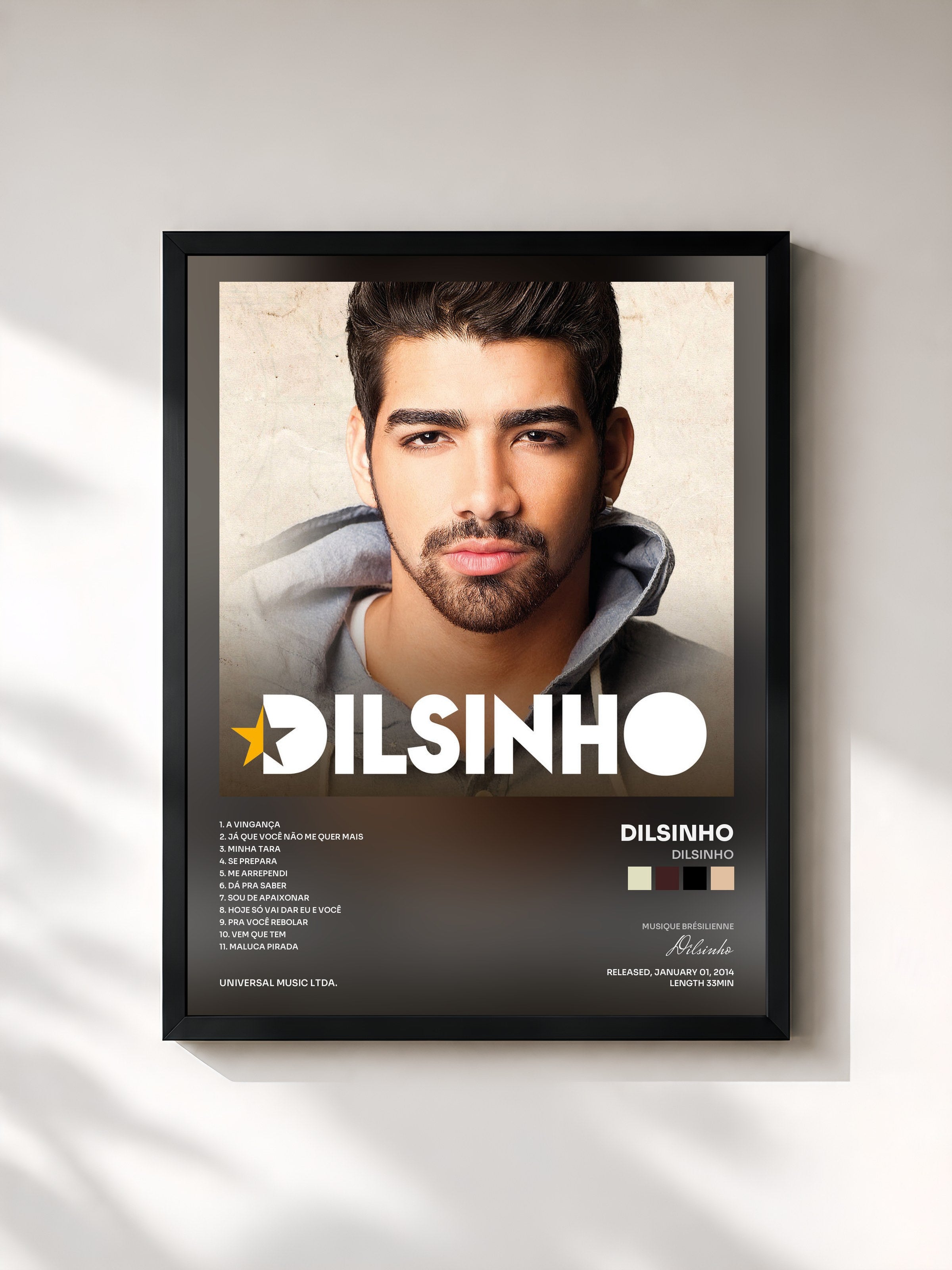 #noir Tableau de l'album Dilsinho de Dilsinho, cadre noir, imprimé et encadré en France