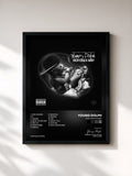 #noir Tableau de l'album Rich Crack Baby de Young Dolph, cadre noir, imprimé et encadré en France