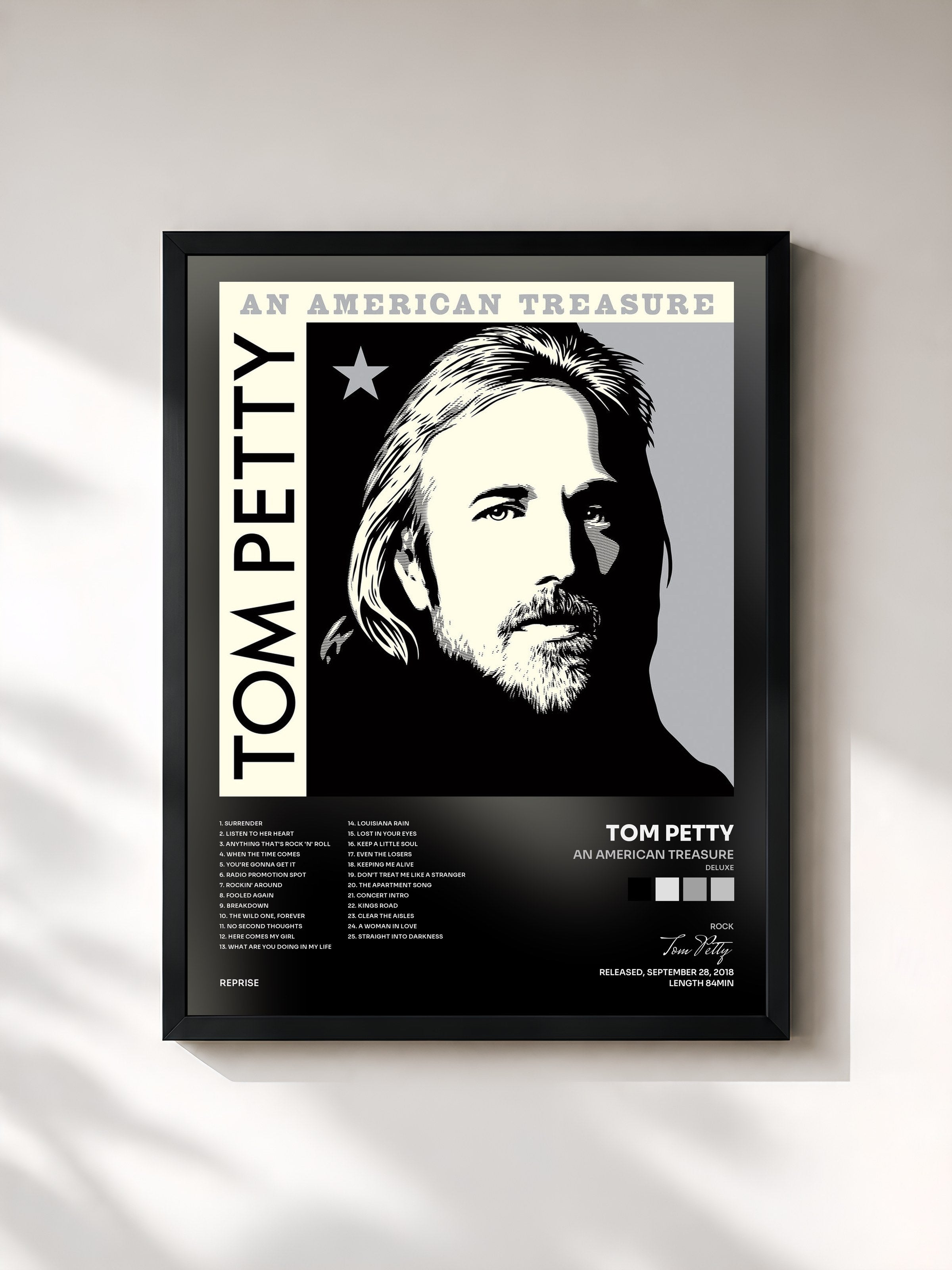 #noir Tableau de l'album An American Treasure (Deluxe) de Tom Petty, cadre noir, imprimé et encadré en France