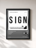 #noir Tableau de l'album SIGN de TH, cadre noir, imprimé et encadré en France