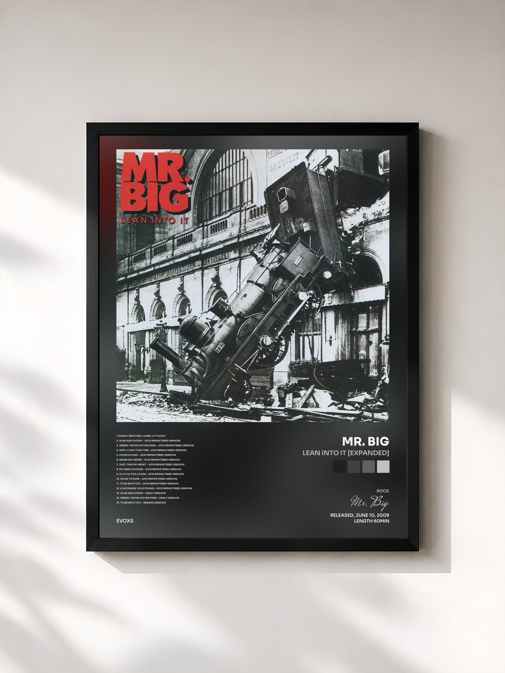 #noir Tableau de l'album Lean Into It [Expanded] de Mr. Big, cadre noir, imprimé et encadré en France