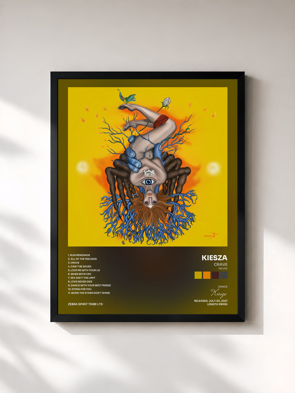 #noir Tableau de l'album Crave (Deluxe) de Kiesza, cadre noir, imprimé et encadré en France