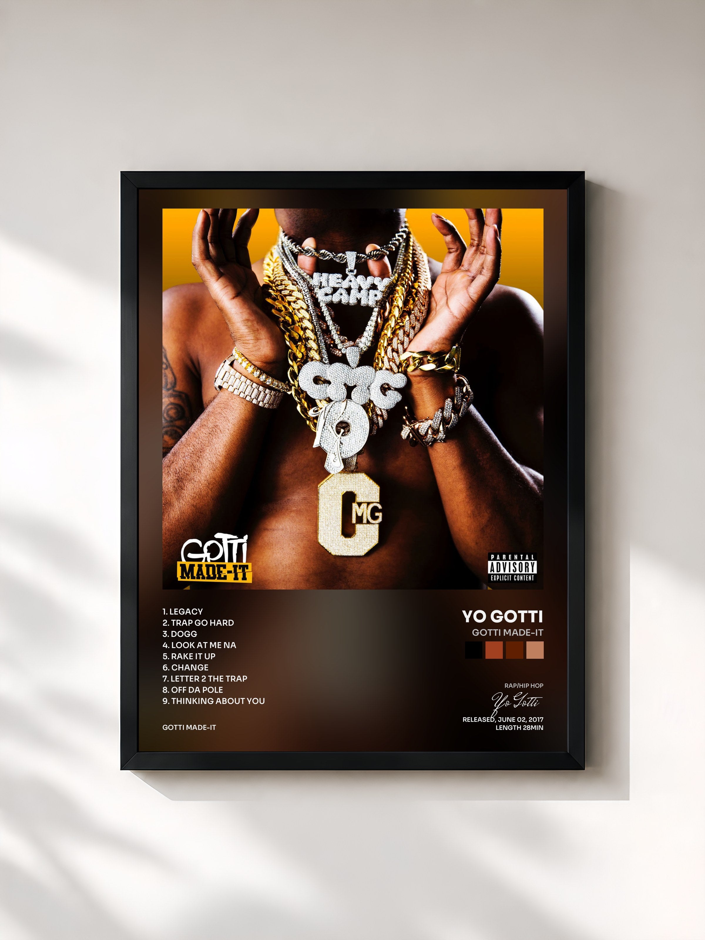 #noir Tableau de l'album Gotti Made-It de Yo Gotti, cadre noir, imprimé et encadré en France