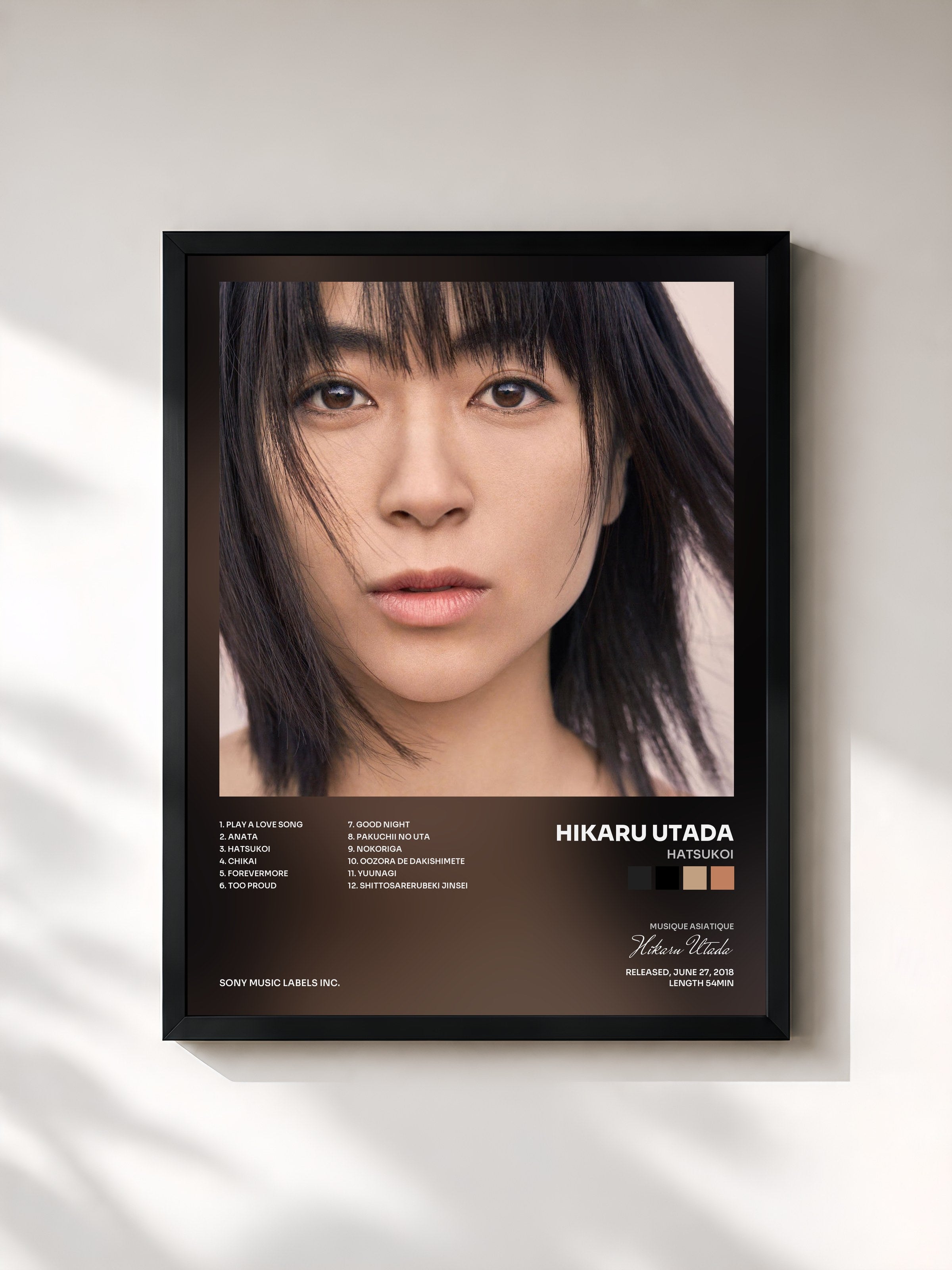 #noir Tableau de l'album Hatsukoi de Hikaru Utada, cadre noir, imprimé et encadré en France