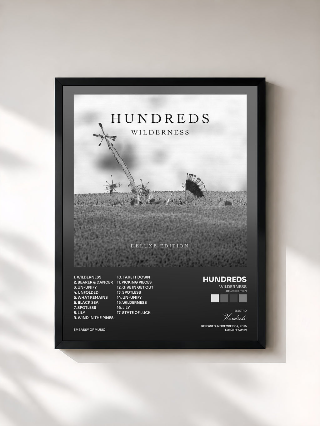 #noir Tableau de l'album Wilderness (Deluxe Edition) de Hundreds, cadre noir, imprimé et encadré en France