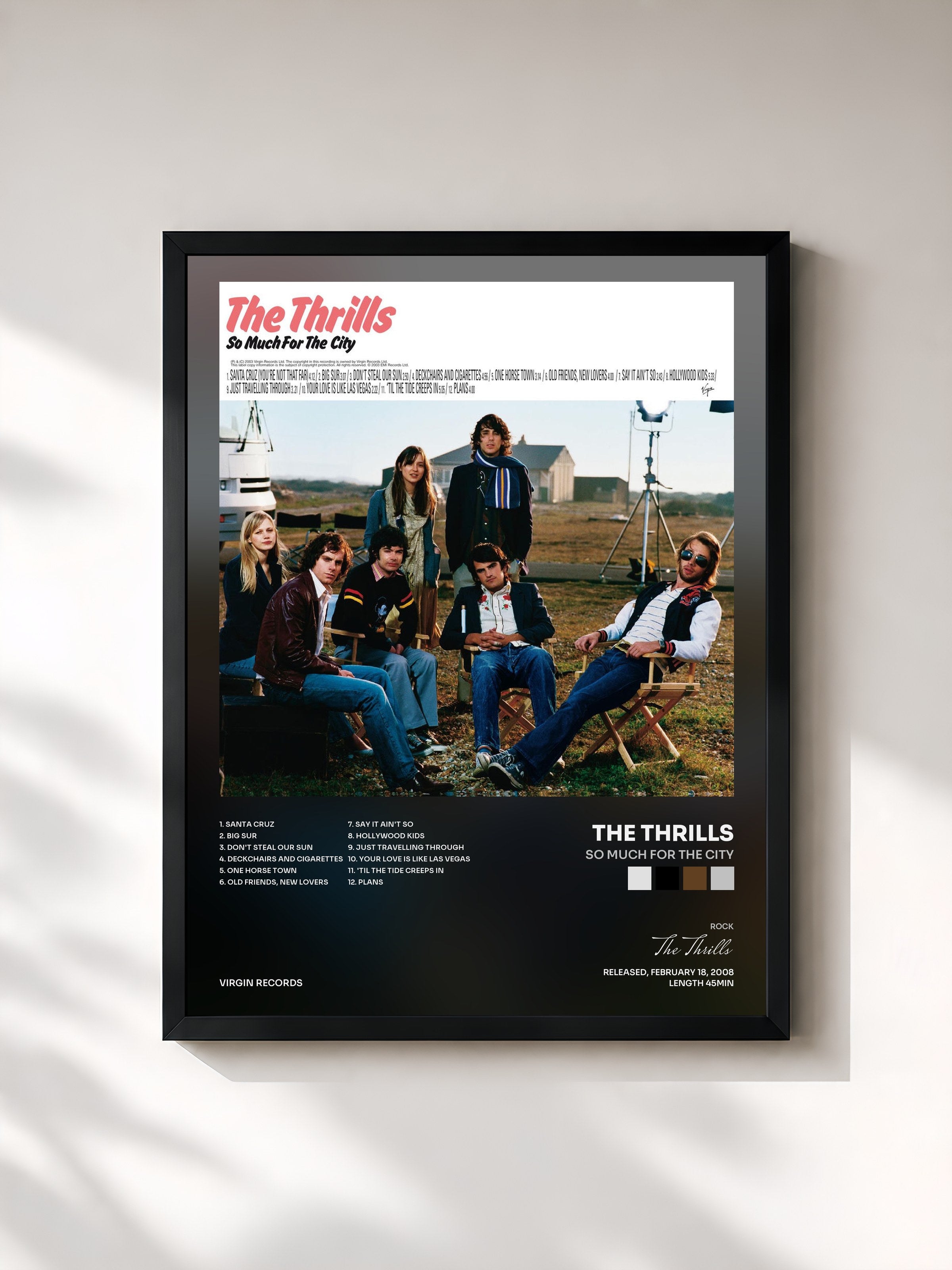 #noir Tableau de l'album So Much For The City de The Thrills, cadre noir, imprimé et encadré en France