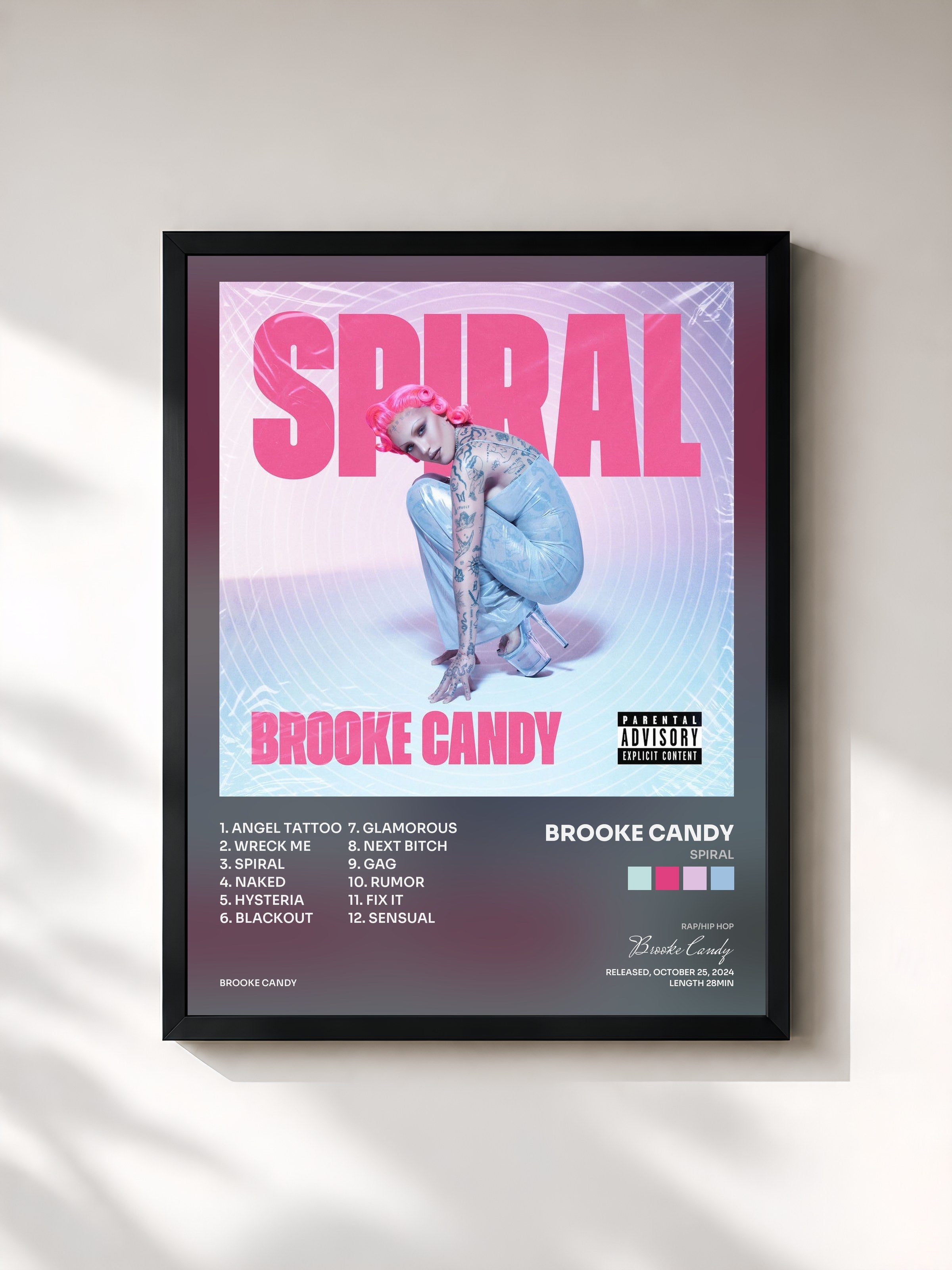 #noir Tableau de l'album SPIRAL de Brooke Candy, cadre noir, imprimé et encadré en France