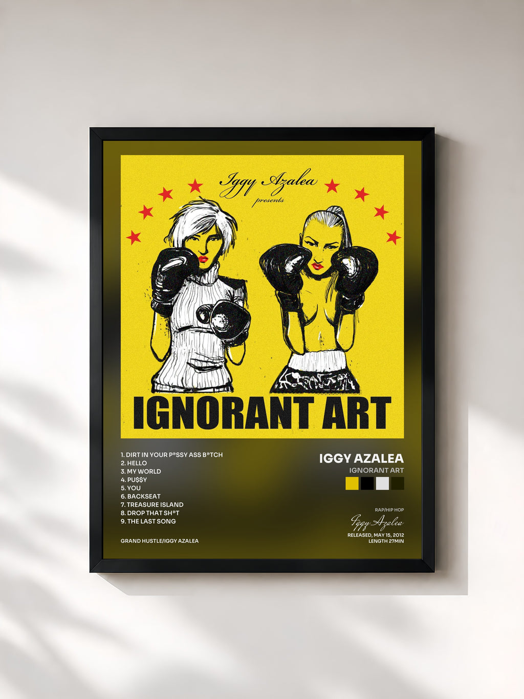 #noir Tableau de l'album Ignorant Art de Iggy Azalea, cadre noir, imprimé et encadré en France