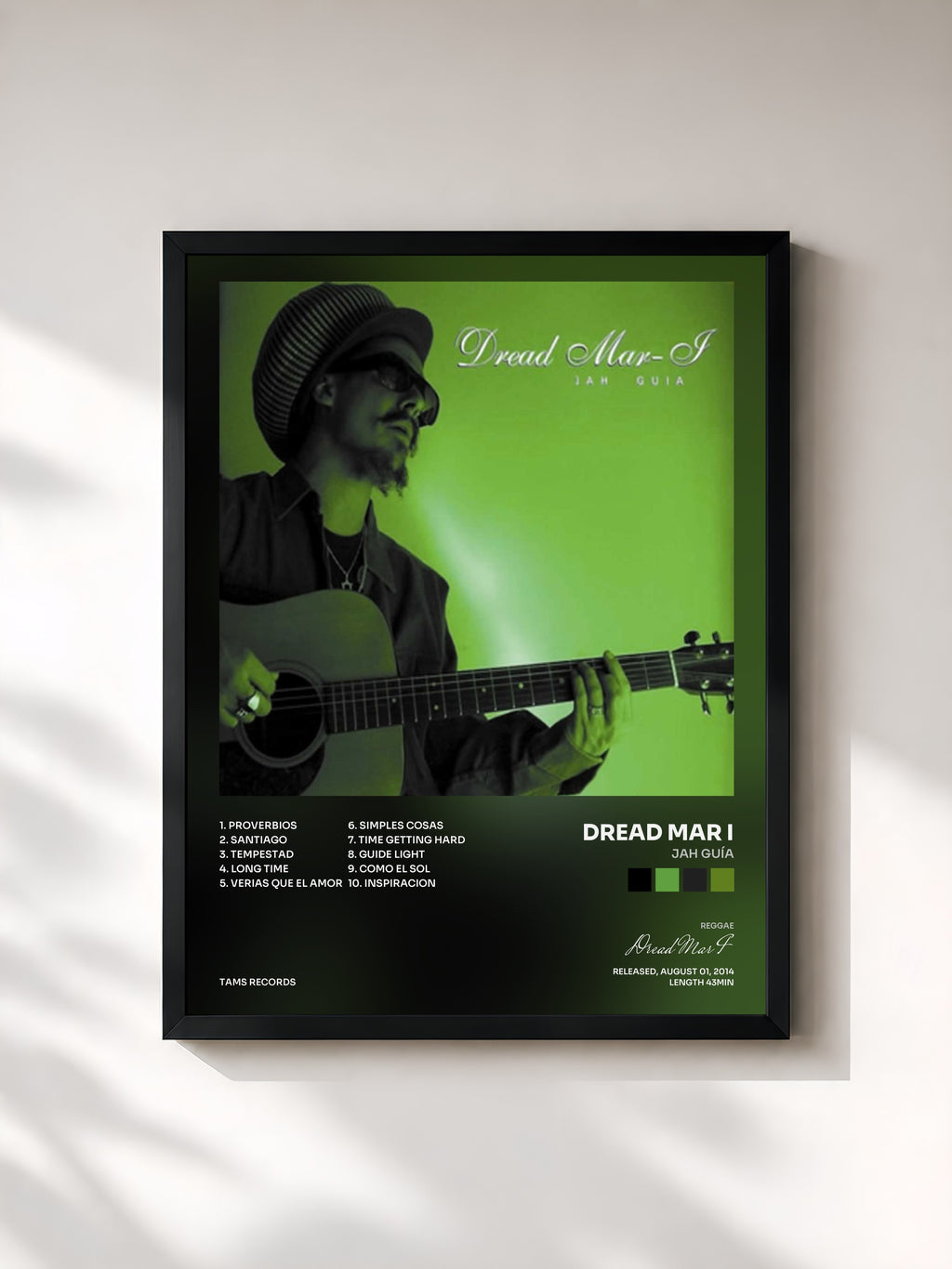 #noir Tableau de l'album Jah Guía de Dread Mar I, cadre noir, imprimé et encadré en France