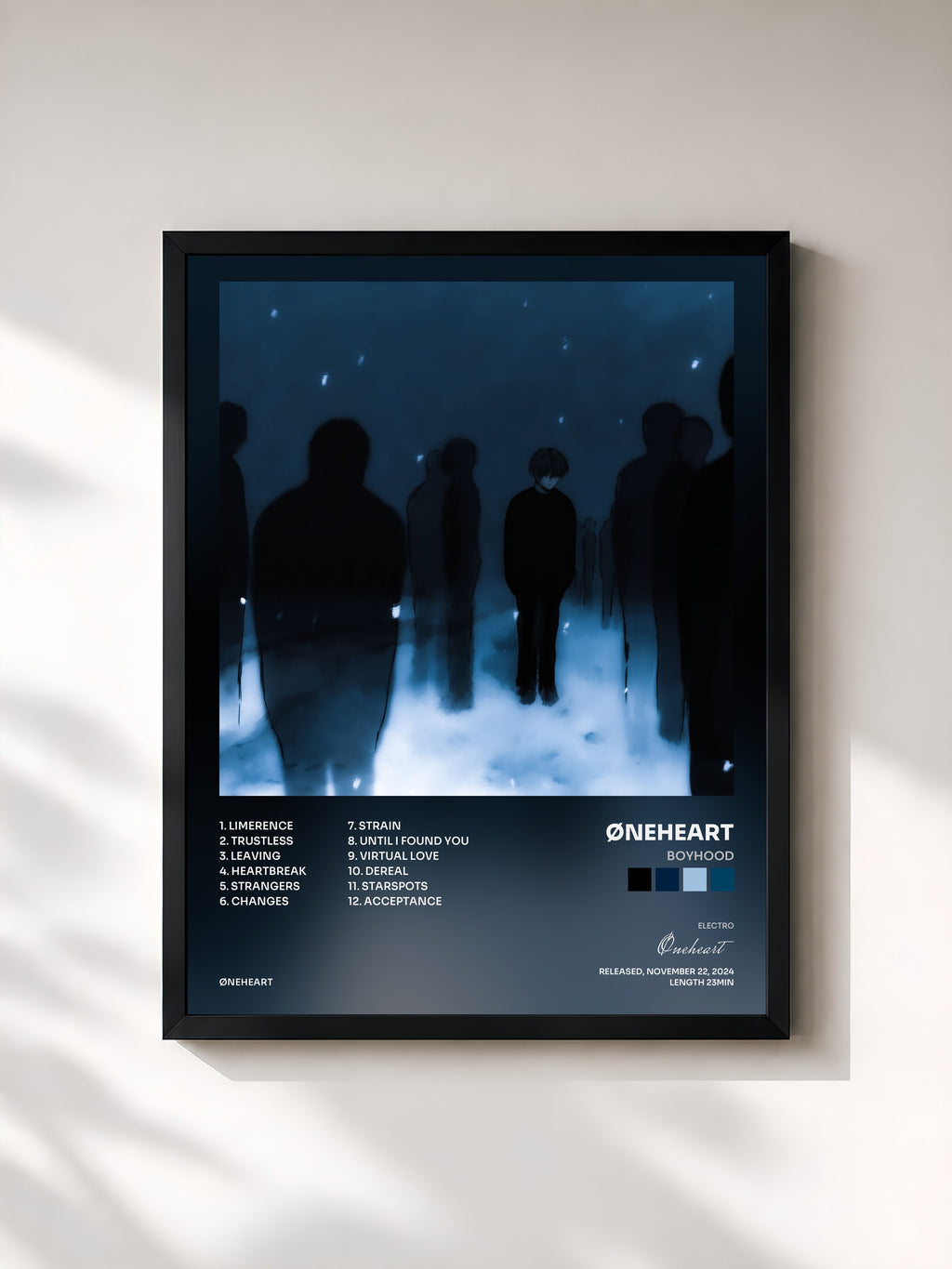 #noir Tableau de l'album Boyhood de Øneheart, cadre noir, imprimé et encadré en France