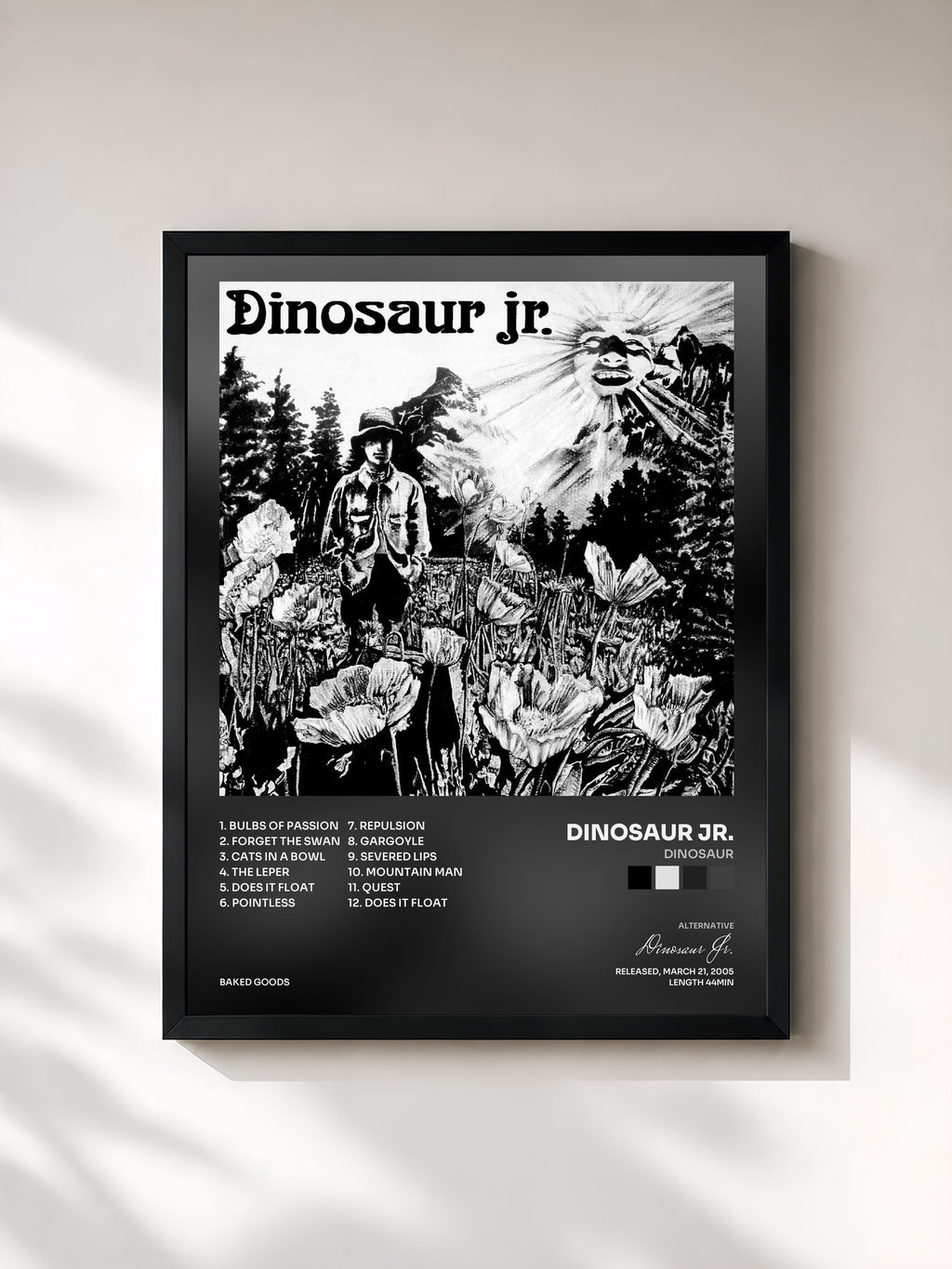 #noir Tableau de l'album Dinosaur de Dinosaur Jr., cadre noir, imprimé et encadré en France