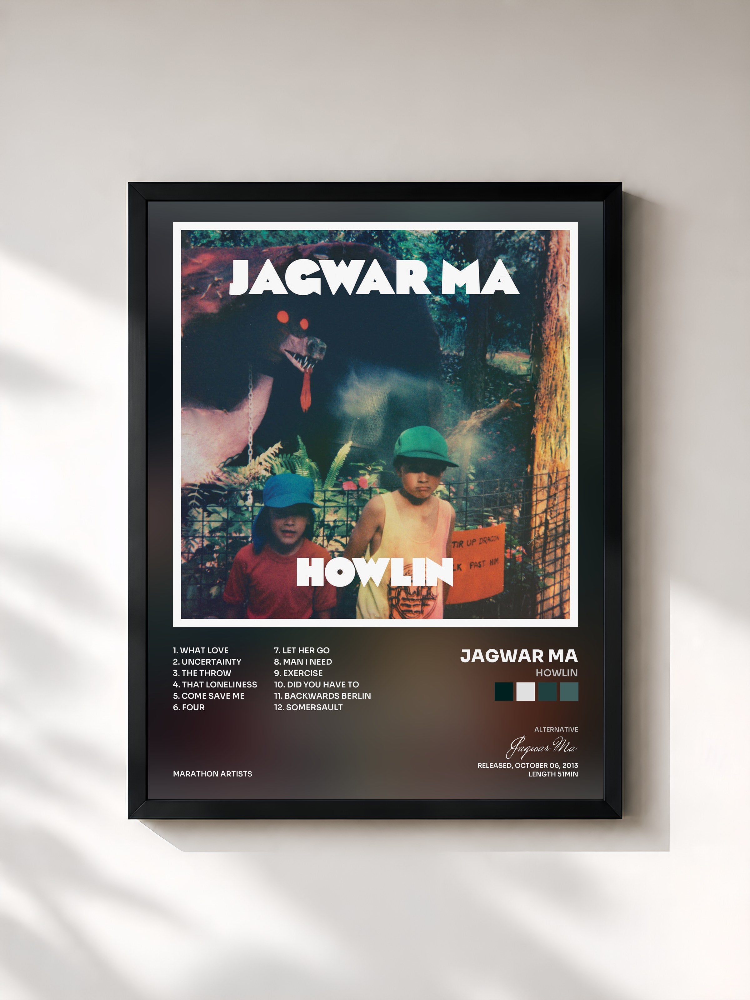 #noir Tableau de l'album Howlin de Jagwar Ma, cadre noir, imprimé et encadré en France