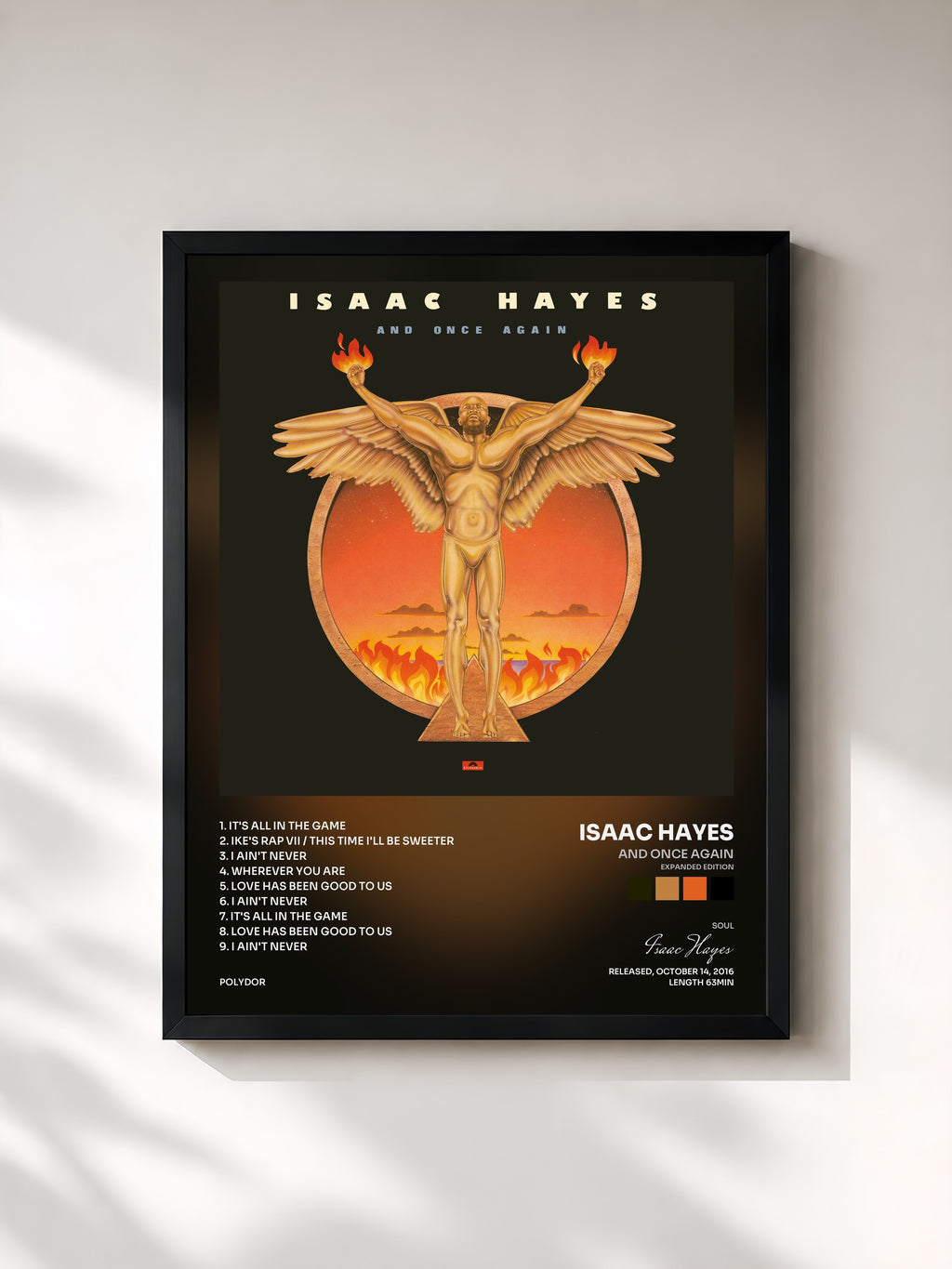 #noir Tableau de l'album And Once Again (Expanded Edition) de Isaac Hayes, cadre noir, imprimé et encadré en France