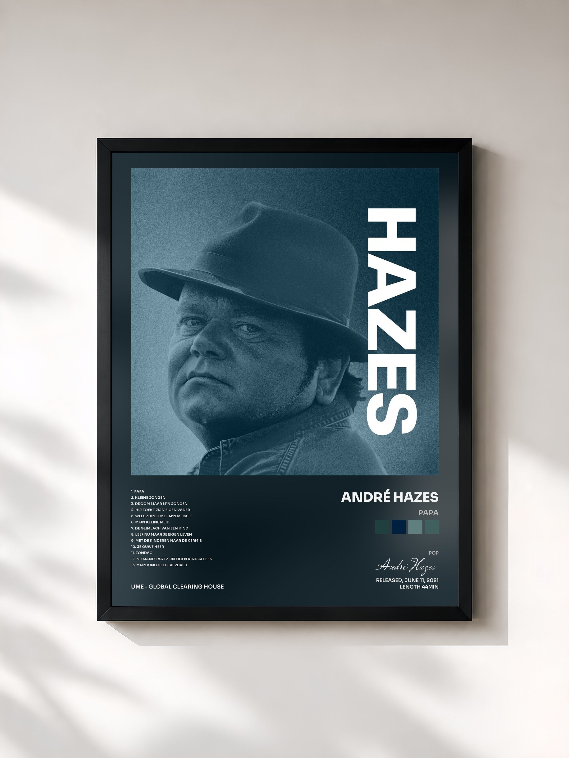 #noir Tableau de l'album Papa de André Hazes, cadre noir, imprimé et encadré en France
