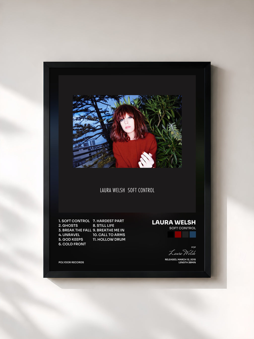 #noir Tableau de l'album Soft Control de Laura Welsh, cadre noir, imprimé et encadré en France