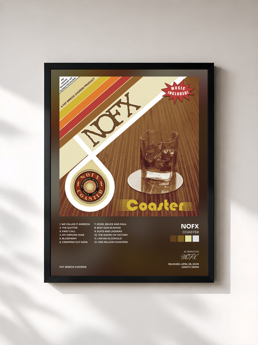 #noir Tableau de l'album Coaster de NOFX, cadre noir, imprimé et encadré en France