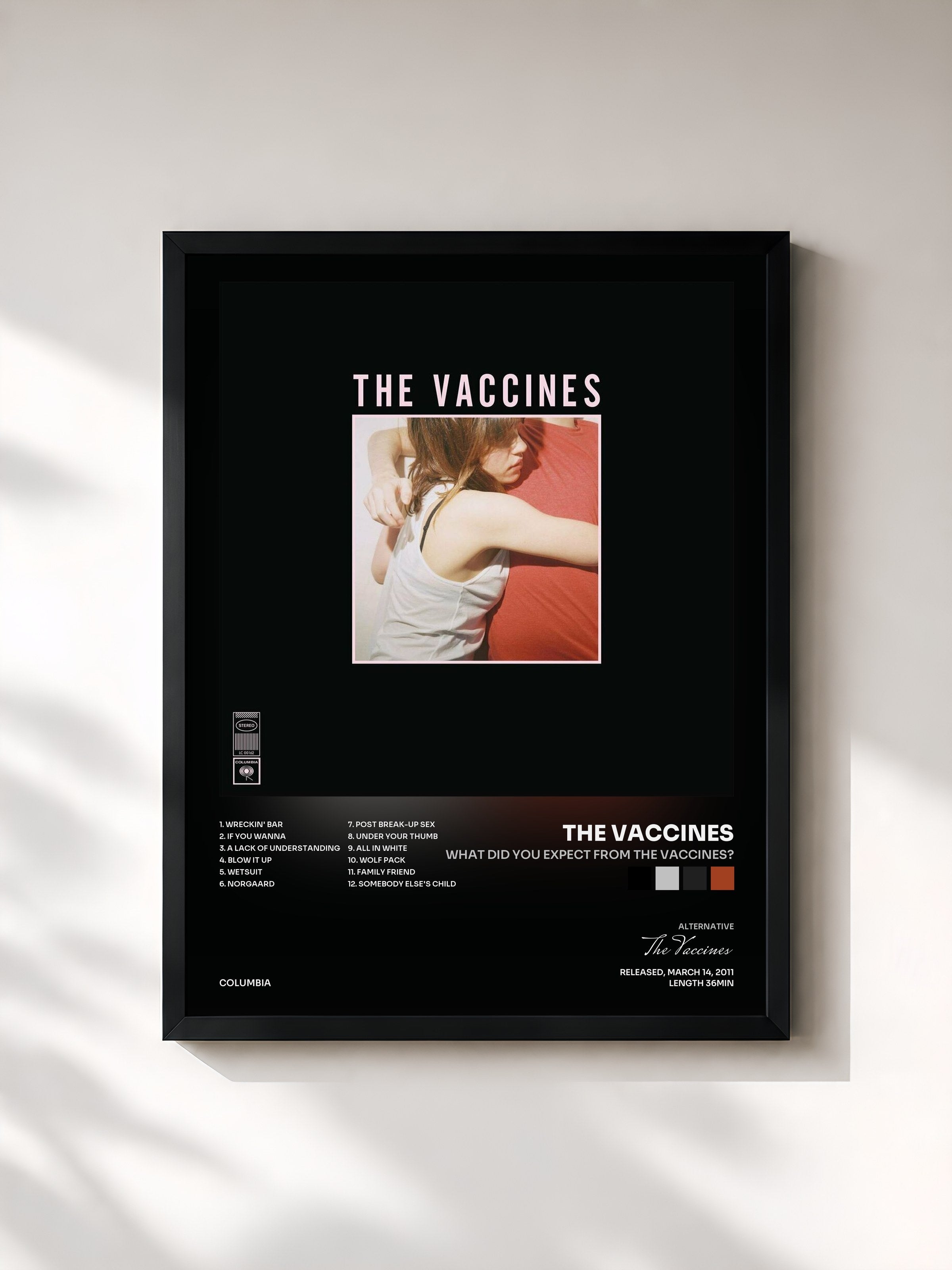 #noir Tableau de l'album What Did You Expect from The Vaccines? de The Vaccines, cadre noir, imprimé et encadré en France