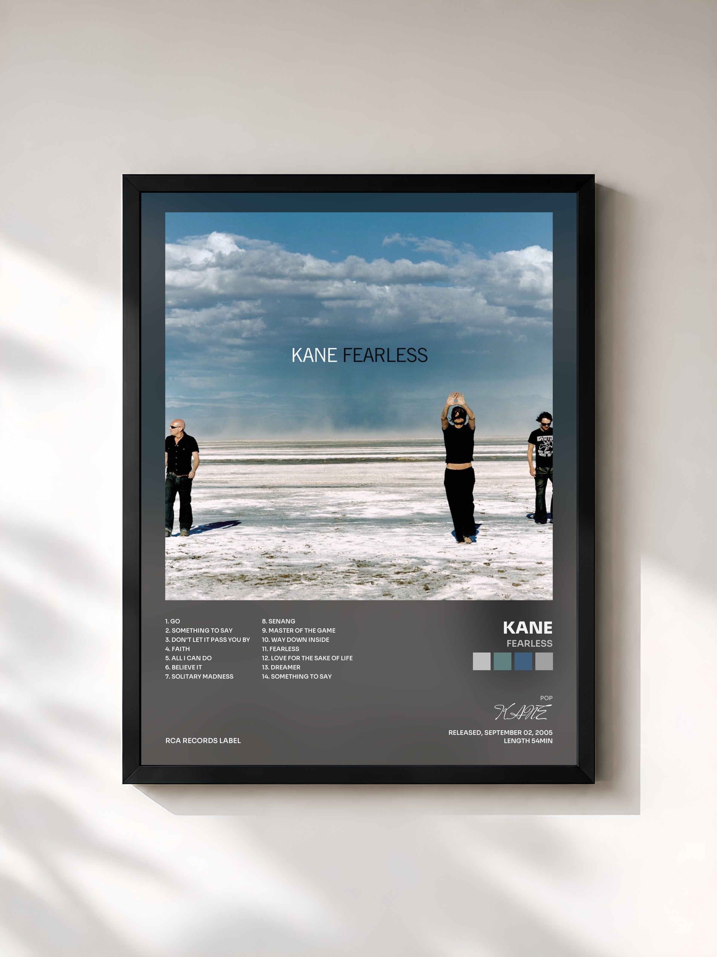 #noir Tableau de l'album Fearless de KANE, cadre noir, imprimé et encadré en France