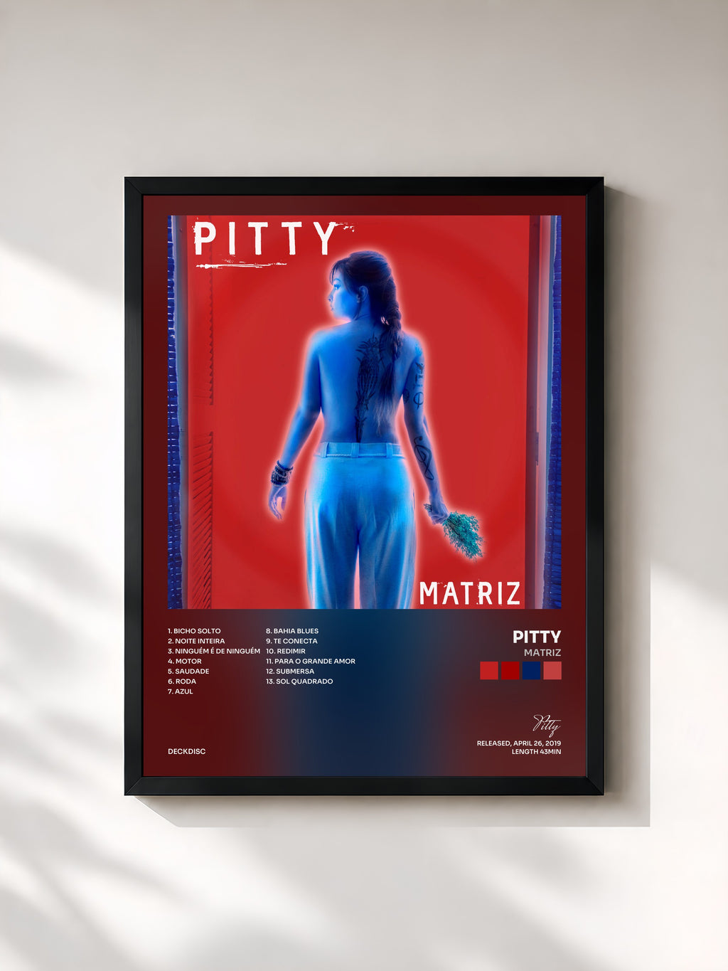 #noir Tableau de l'album Matriz de Pitty, cadre noir, imprimé et encadré en France