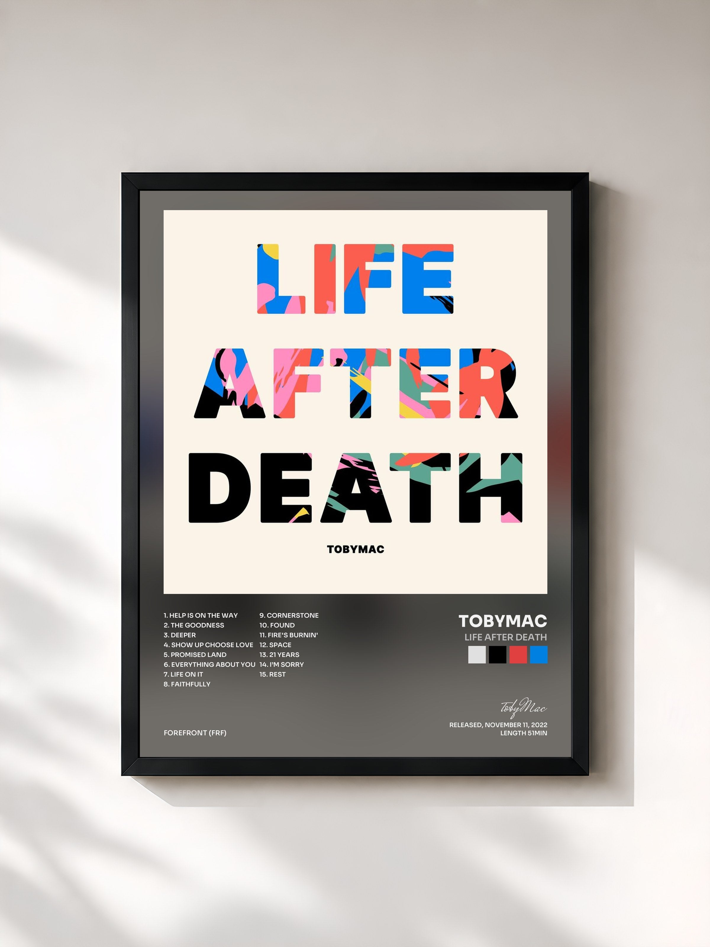 #noir Tableau de l'album Life After Death de tobyMac, cadre noir, imprimé et encadré en France