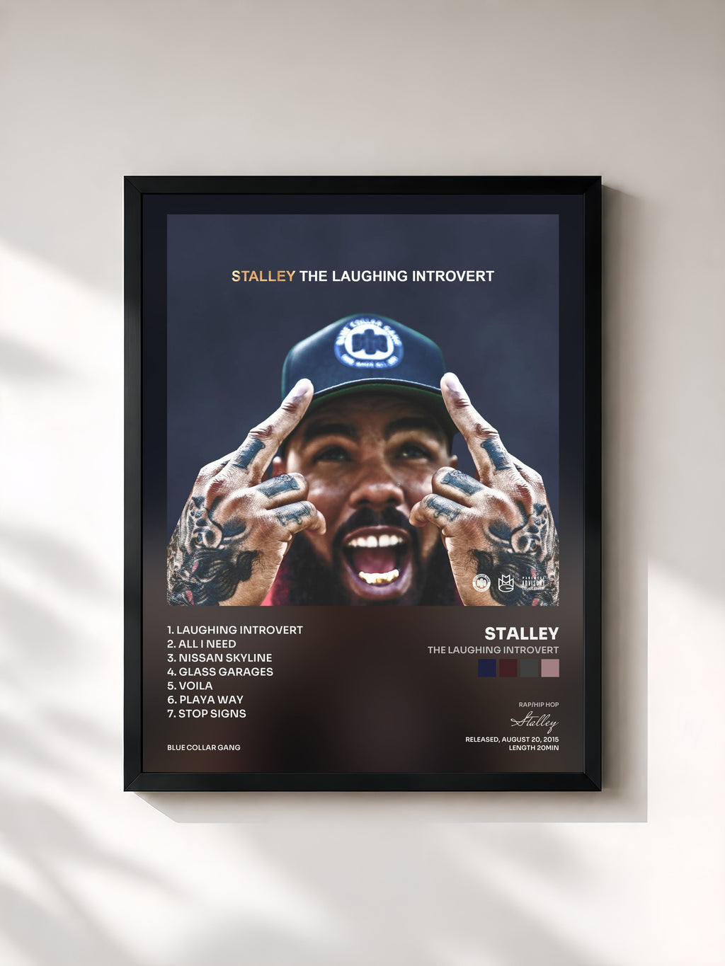#noir Tableau de l'album The Laughing Introvert de Stalley, cadre noir, imprimé et encadré en France