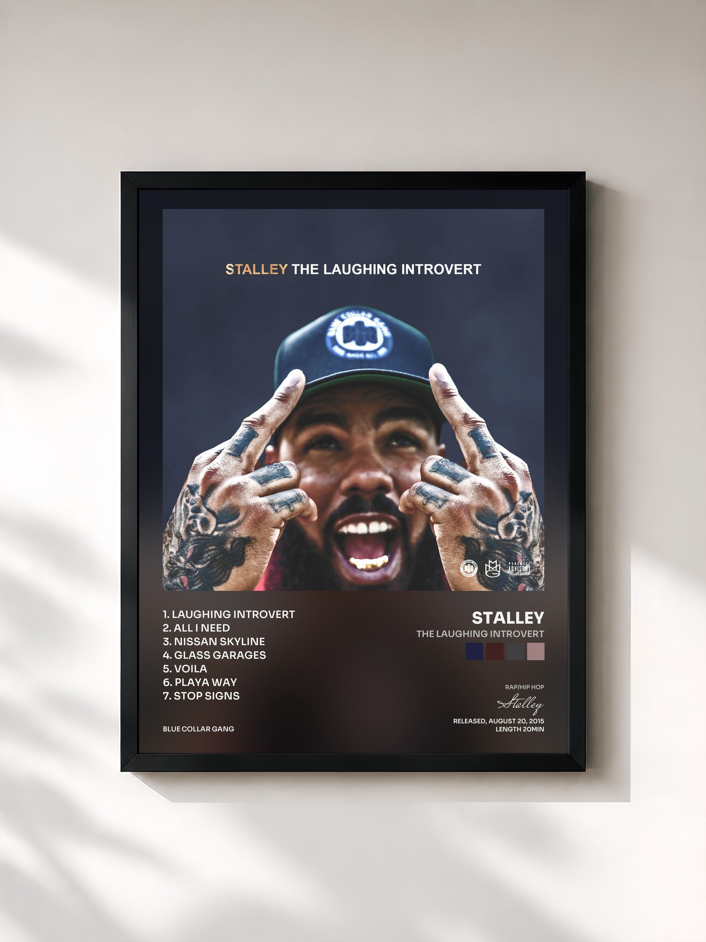 #noir Tableau de l'album The Laughing Introvert de Stalley, cadre noir, imprimé et encadré en France