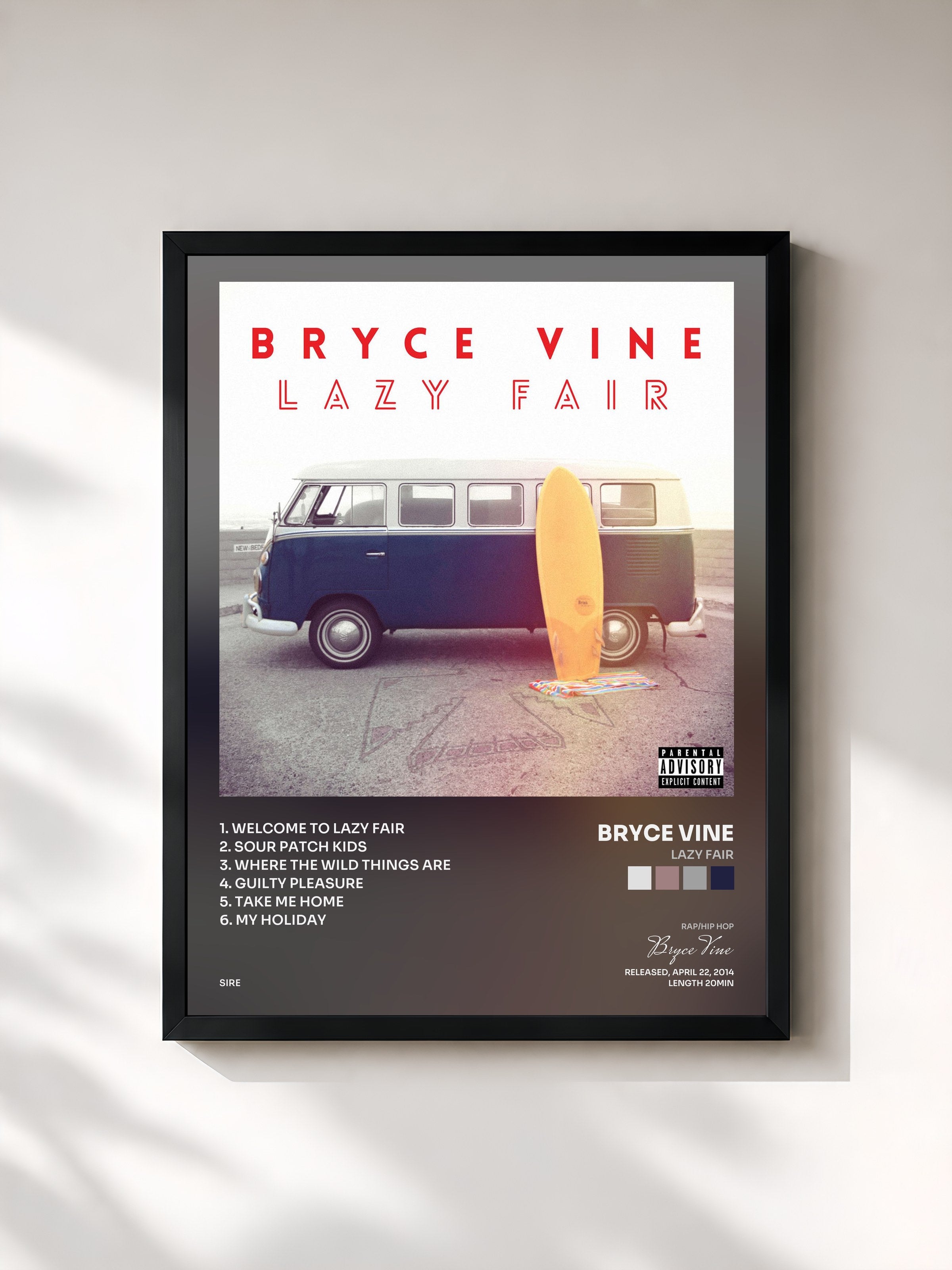 #noir Tableau de l'album Lazy Fair de Bryce Vine, cadre noir, imprimé et encadré en France