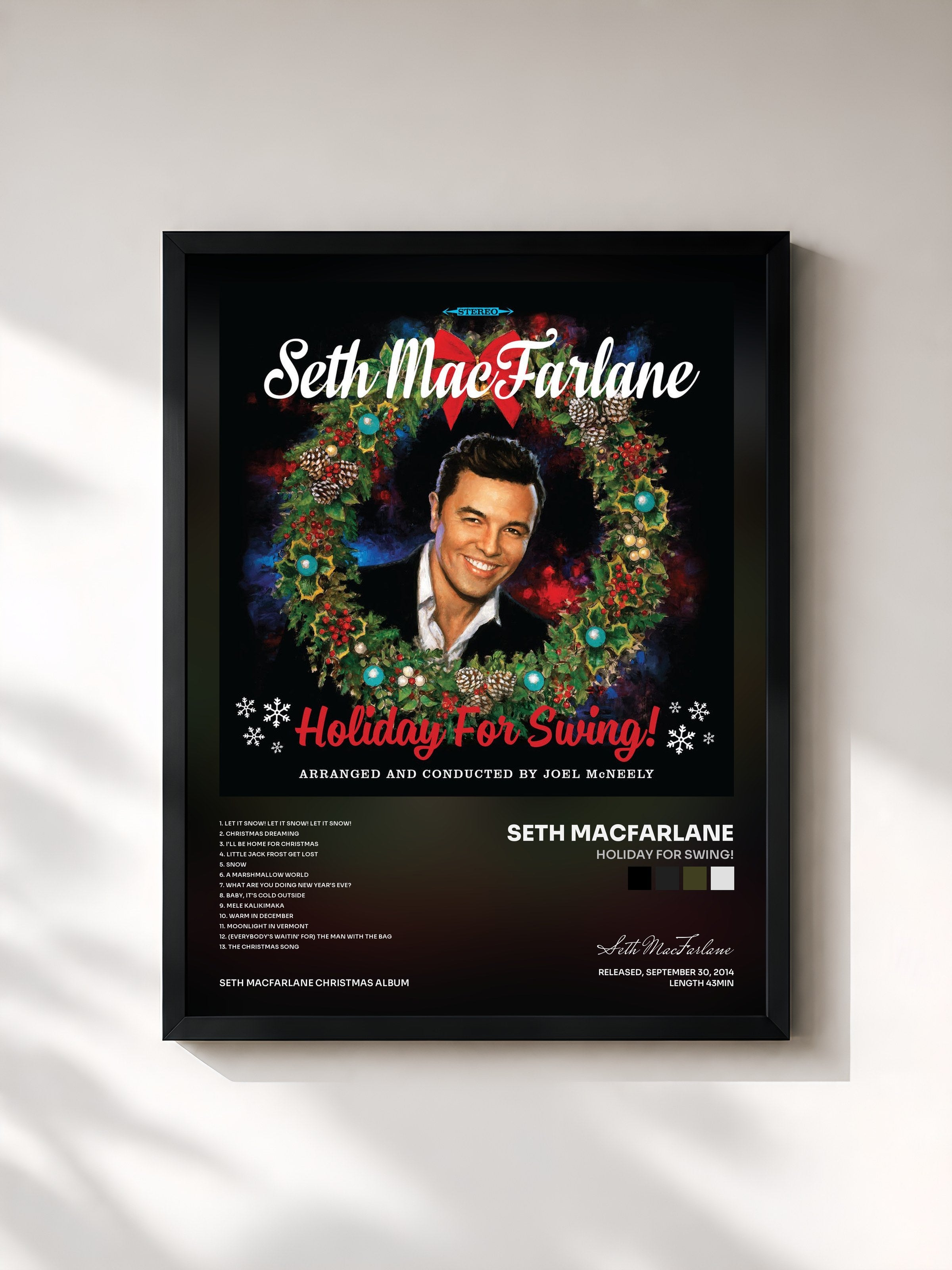 #noir Tableau de l'album Holiday For Swing! de Seth MacFarlane, cadre noir, imprimé et encadré en France