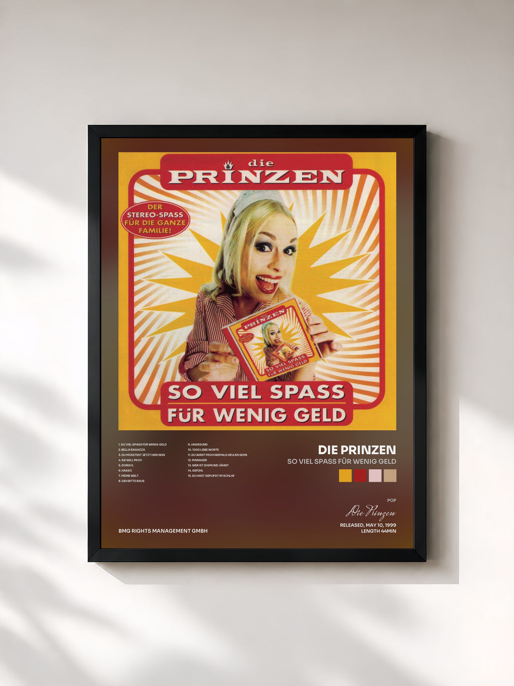#noir Tableau de l'album So viel Spaß für wenig Geld de Die Prinzen, cadre noir, imprimé et encadré en France