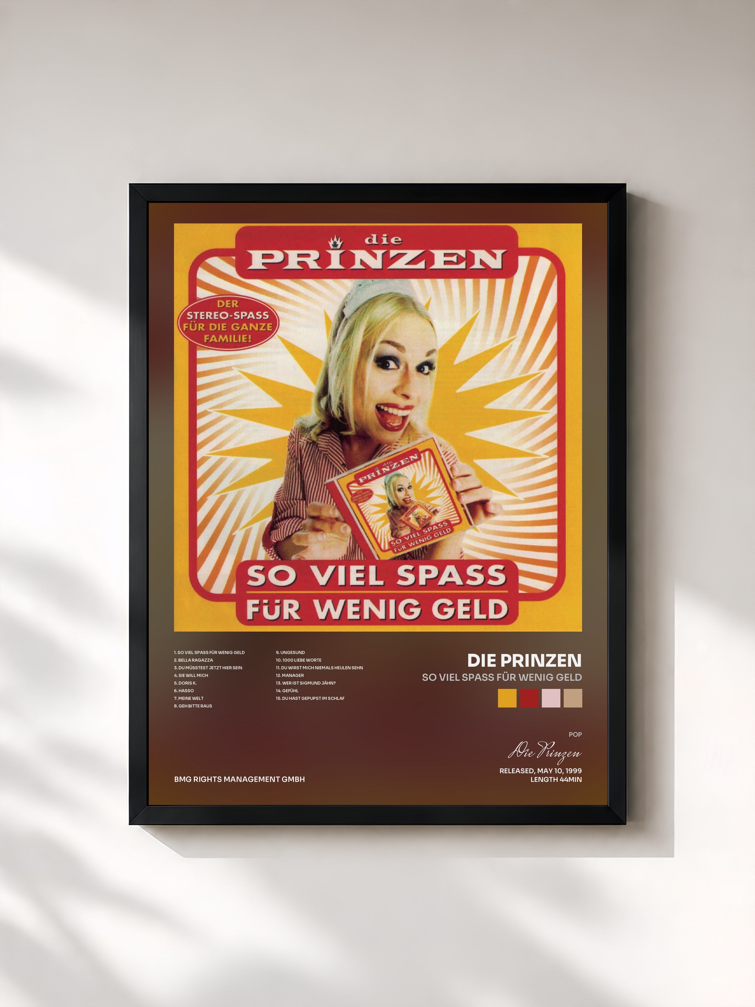 #noir Tableau de l'album So viel Spaß für wenig Geld de Die Prinzen, cadre noir, imprimé et encadré en France